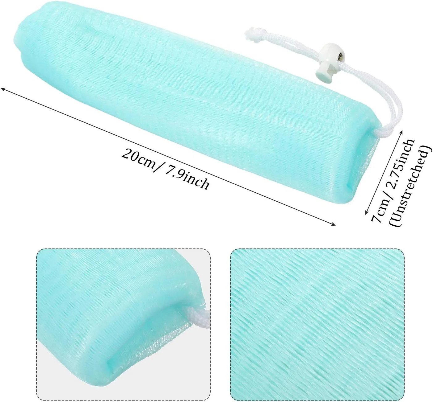 بسته 10 عددی کیسه توری صابون لایه بردار بوائو، کیسه محافظ صابون توری، تور فوم حباب ساز برای ابزار پاک کننده صورت بدن، رنگ های تصادفی