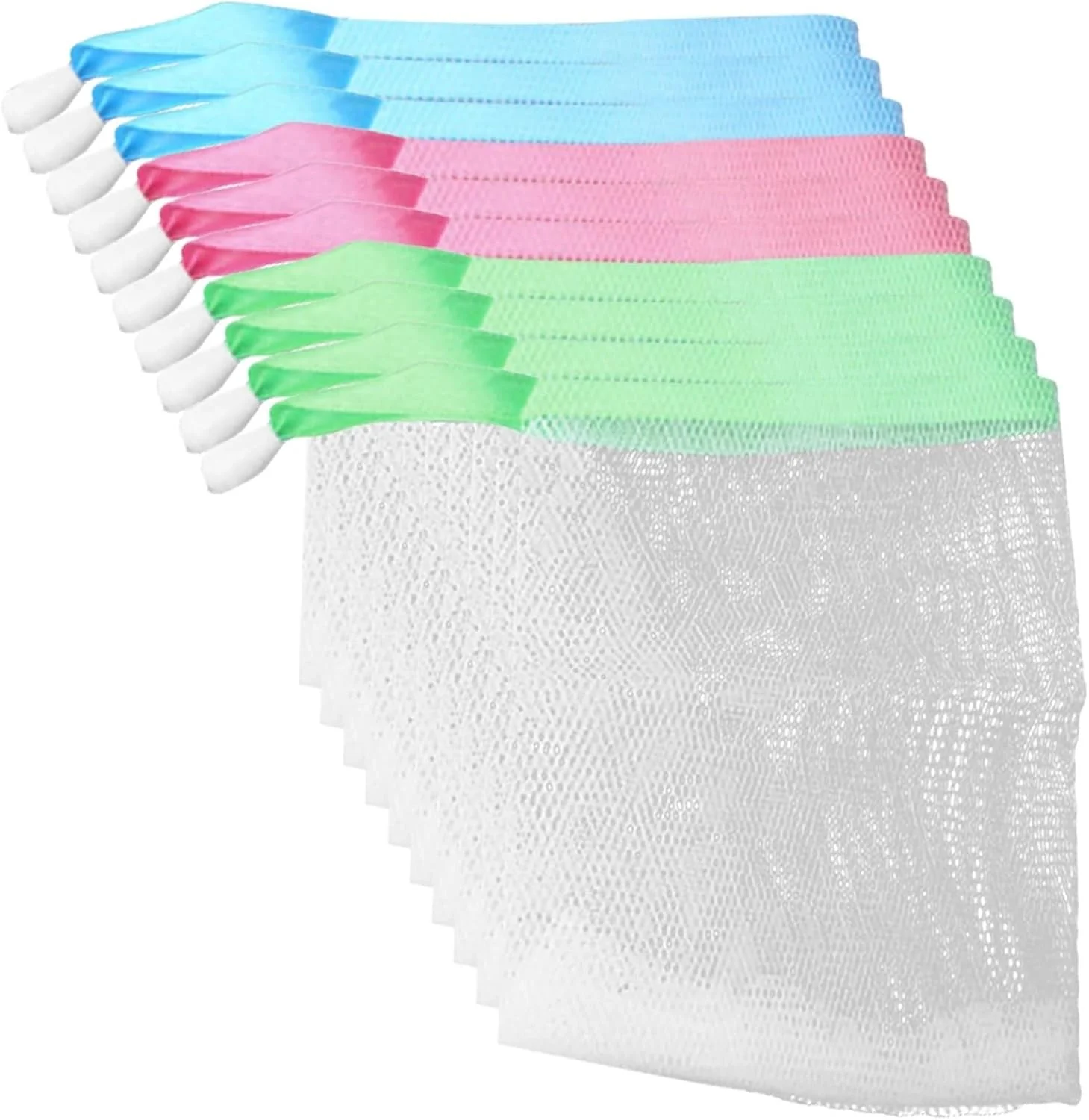 30 عدد کیسه صابون، کیسه توری محافظ صابون برای شستشوی صورت و بدن، لایه برداری، ایجاد کف موثر، صابون های دست ساز