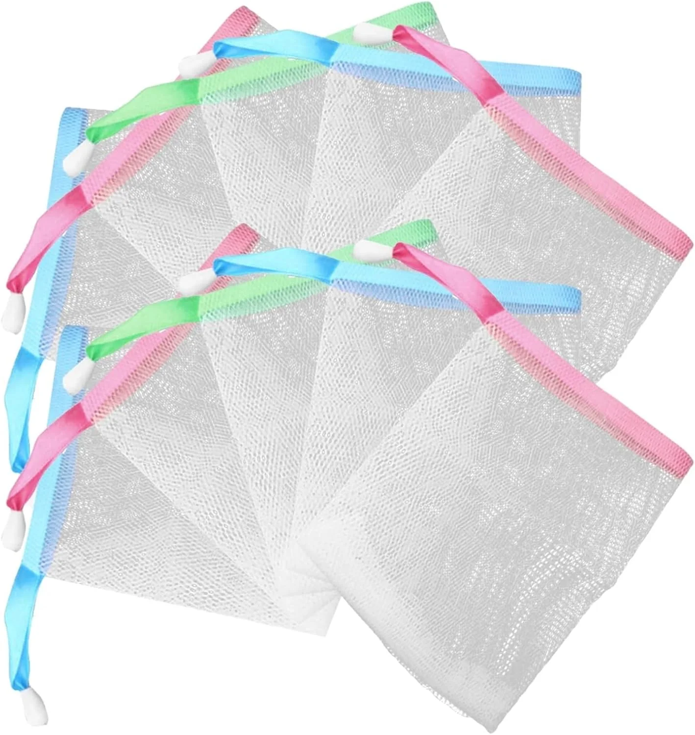 30 عدد کیسه صابون، کیسه توری محافظ صابون برای شستشوی صورت و بدن، لایه برداری، ایجاد کف موثر، صابون های دست ساز