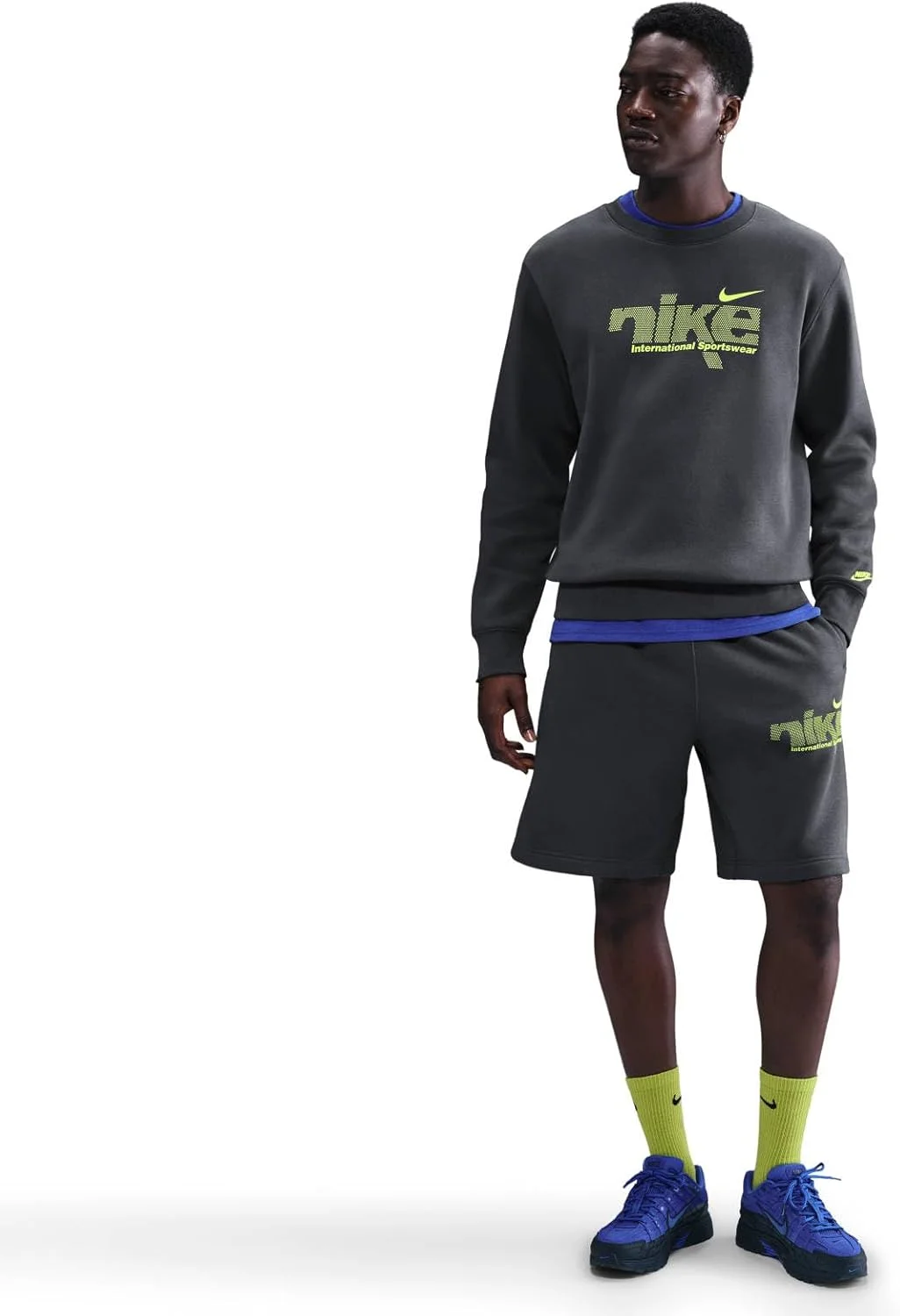 سویشرت مردانه نایک مدل Club Big Brush Crew Swoosh Sport (تک عددی)