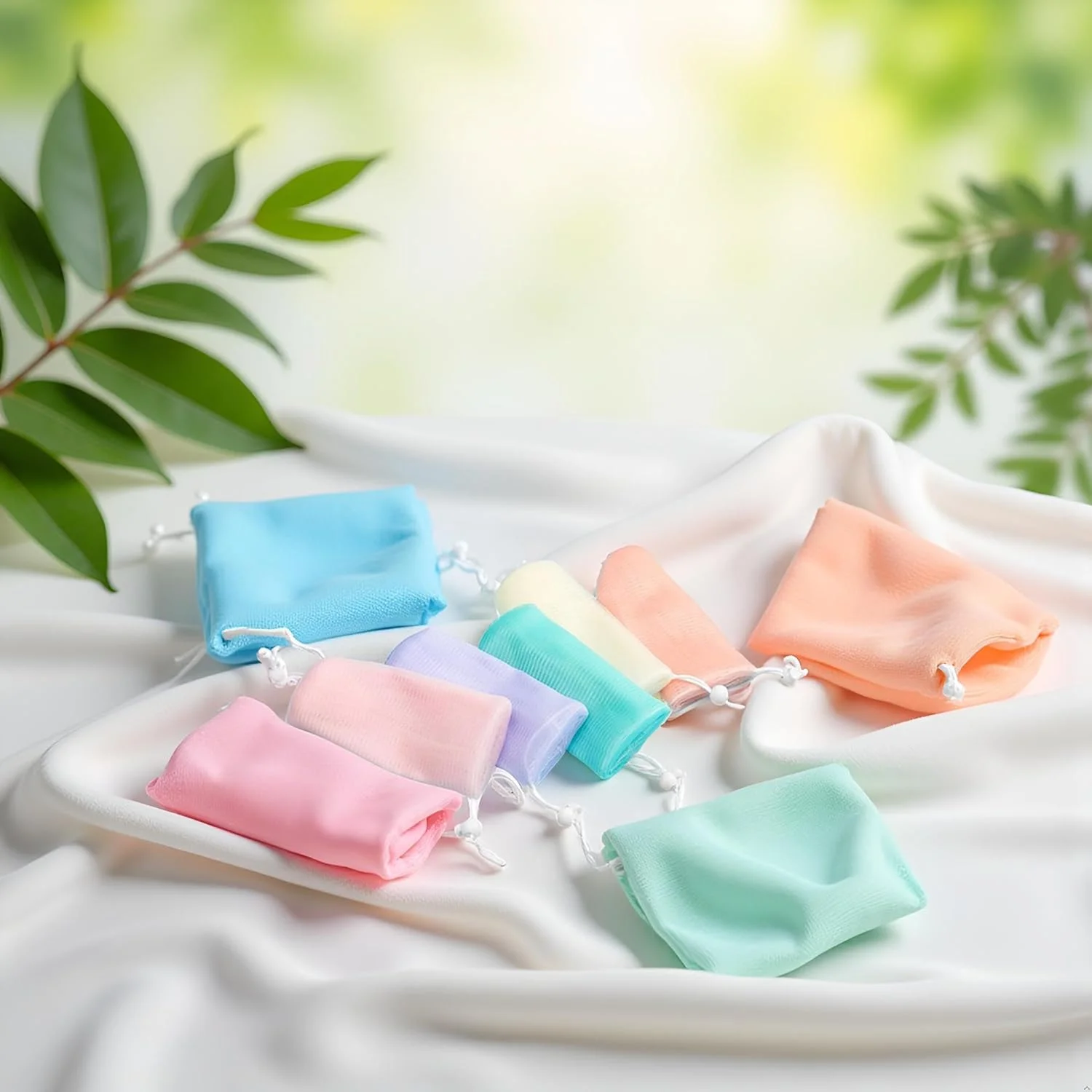 ۵ عدد کیسه توری صابون لایه بردار، کیسه توری حباب ساز برای دوش، کیسه توری کف ساز بند دار برای ابزار پاکسازی صورت و بدن، کیسه توری صابون با ۵ رنگ قابل استفاده مجدد ۵ عدد کیسه توری صابون لایه بردار، کیسه توری حباب ساز برای دوش، کیسه توری کف ساز بند دار برای ابزار پاکسازی صورت و بدن، کیسه توری صابون با ۵ رنگ قابل استفاده مجدد