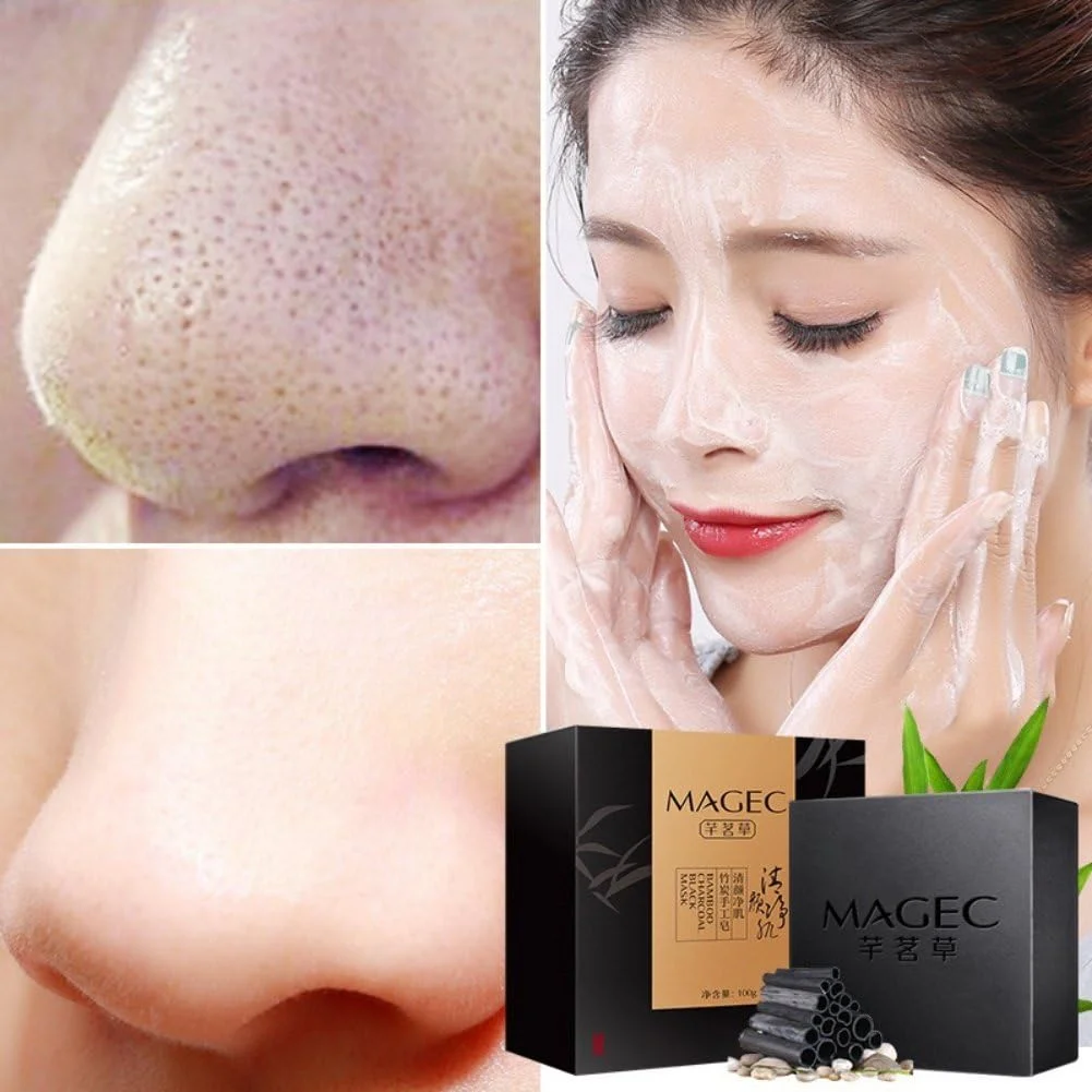 صابون زغال بامبو - رفع جوش های سرسیاه - درمان آکنه، روشن کننده و تغذیه کننده پوست صورت