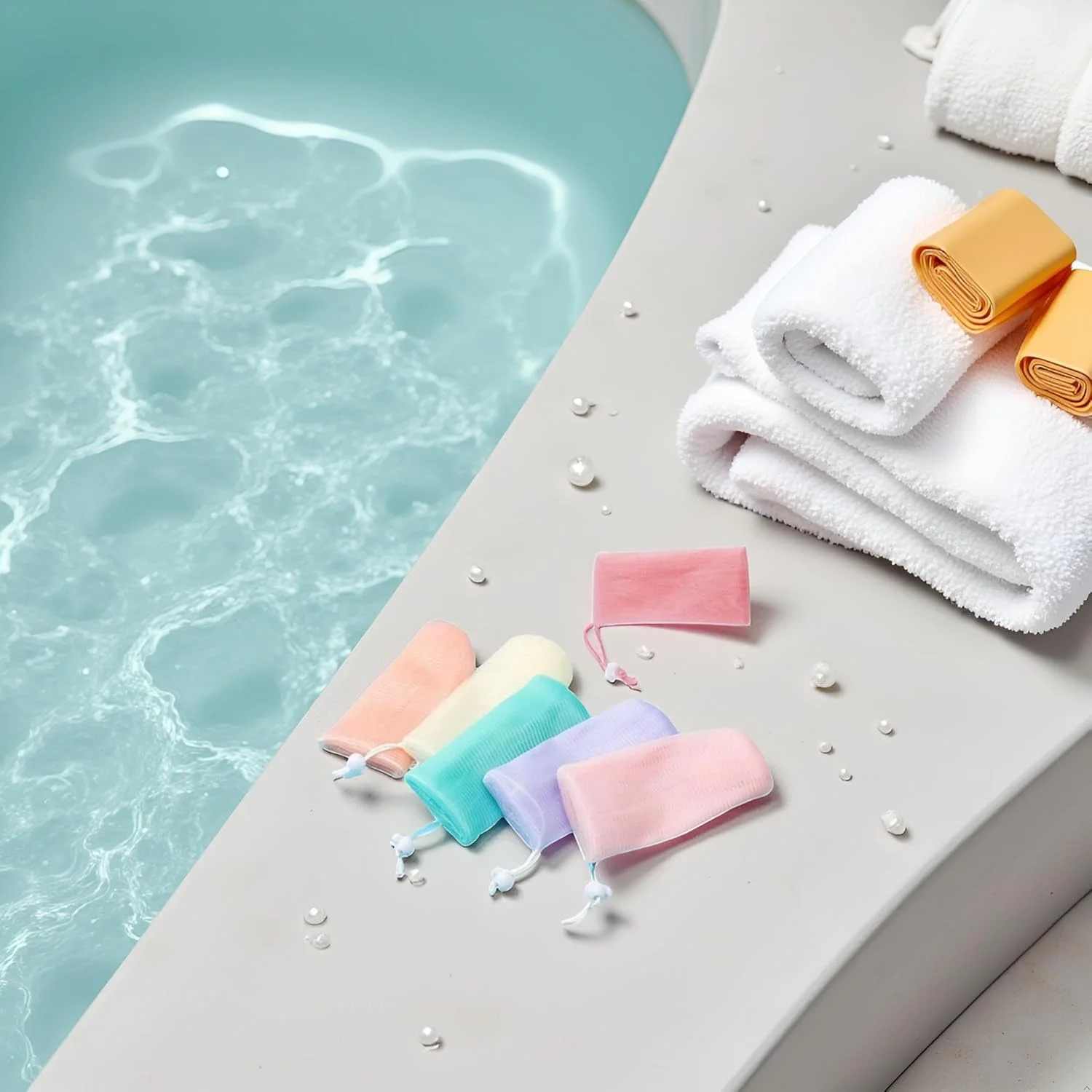 5 عدد کیسه توری صابون لایه بردار، کیسه توری فوم حباب دار برای دوش، کیسه توری کف کننده صابون بند دار برای ابزار پاک کننده صورت بدن، 5 رنگ قابل استفاده مکرر، پاک کننده ها، صابون های پاک کننده صورت 5 عدد کیسه توری صابون لایه بردار، کیسه توری فوم حباب دار برای دوش، کیسه توری کف کننده صابون بند دار برای ابزار پاک کننده صورت بدن، 5 رنگ قابل استفاده مکرر، پاک کننده ها، صابون های پاک کننده صورت