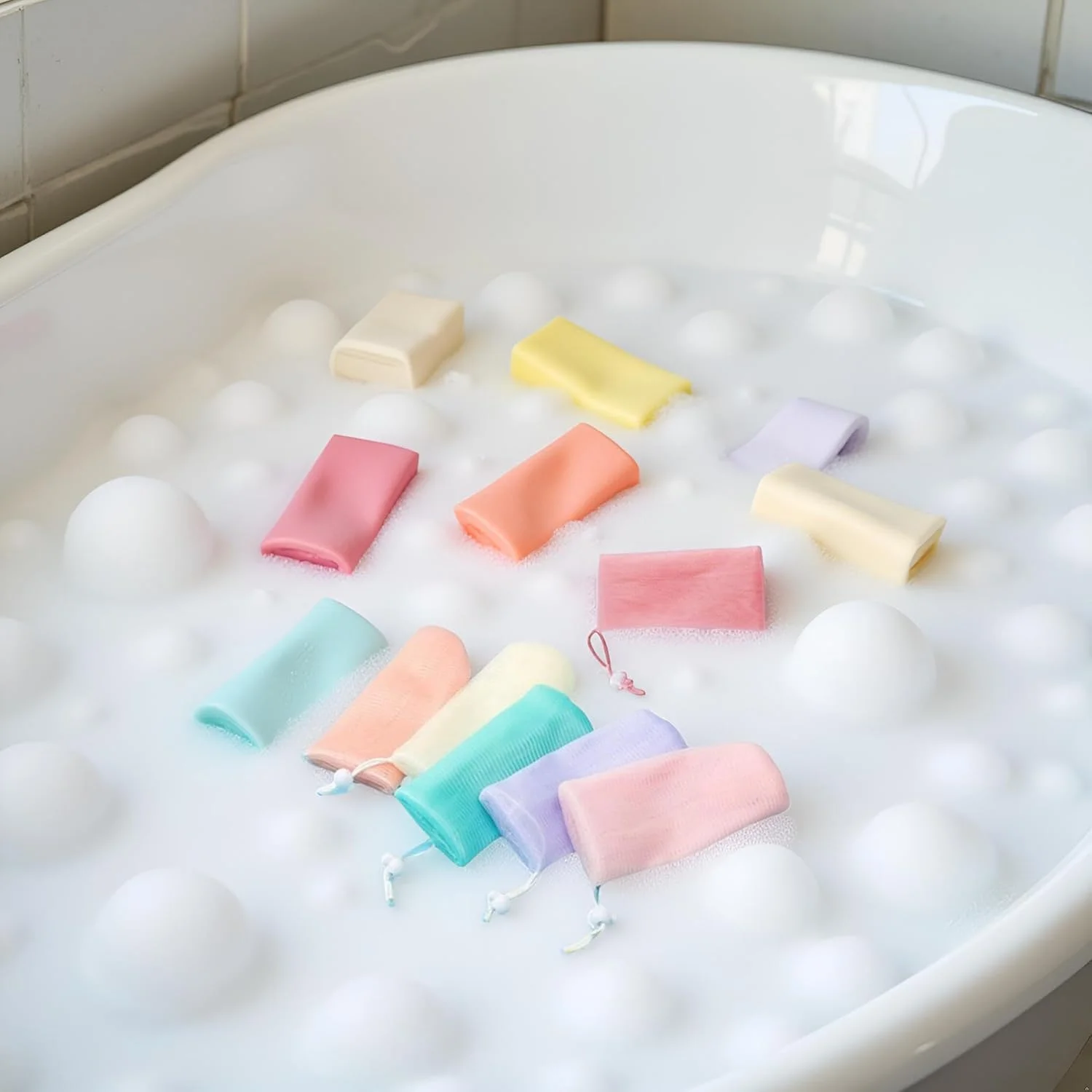 5 عدد کیسه توری صابون لایه بردار، کیسه توری فوم حباب دار برای دوش، کیسه توری کف کننده صابون بند دار برای ابزار پاک کننده صورت بدن، 5 رنگ قابل استفاده مکرر، پاک کننده ها، صابون های پاک کننده صورت 5 عدد کیسه توری صابون لایه بردار، کیسه توری فوم حباب دار برای دوش، کیسه توری کف کننده صابون بند دار برای ابزار پاک کننده صورت بدن، 5 رنگ قابل استفاده مکرر، پاک کننده ها، صابون های پاک کننده صورت