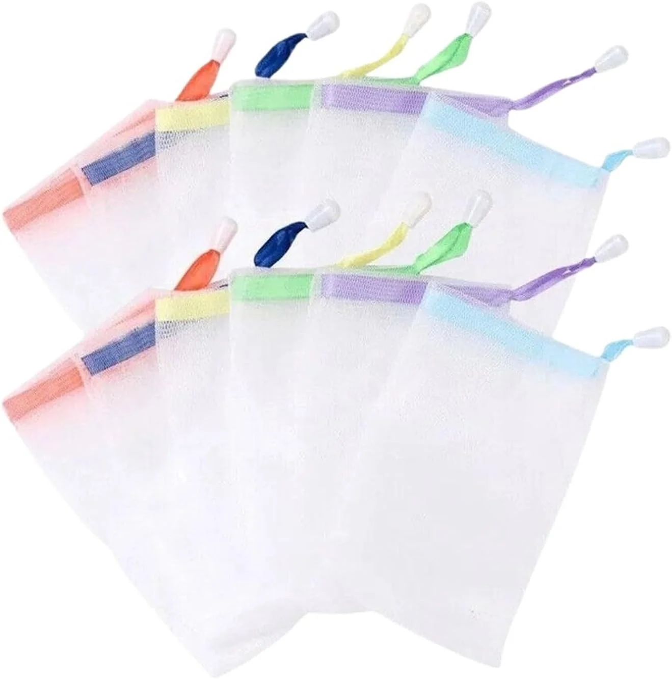 20 عدد کیسه صابون میله ای، کیسه های صابون قابل حمل، فوم توری، پاک کننده صورت، کیسه های توری لایه بردار، ابزار تمیز کننده پوست صورت