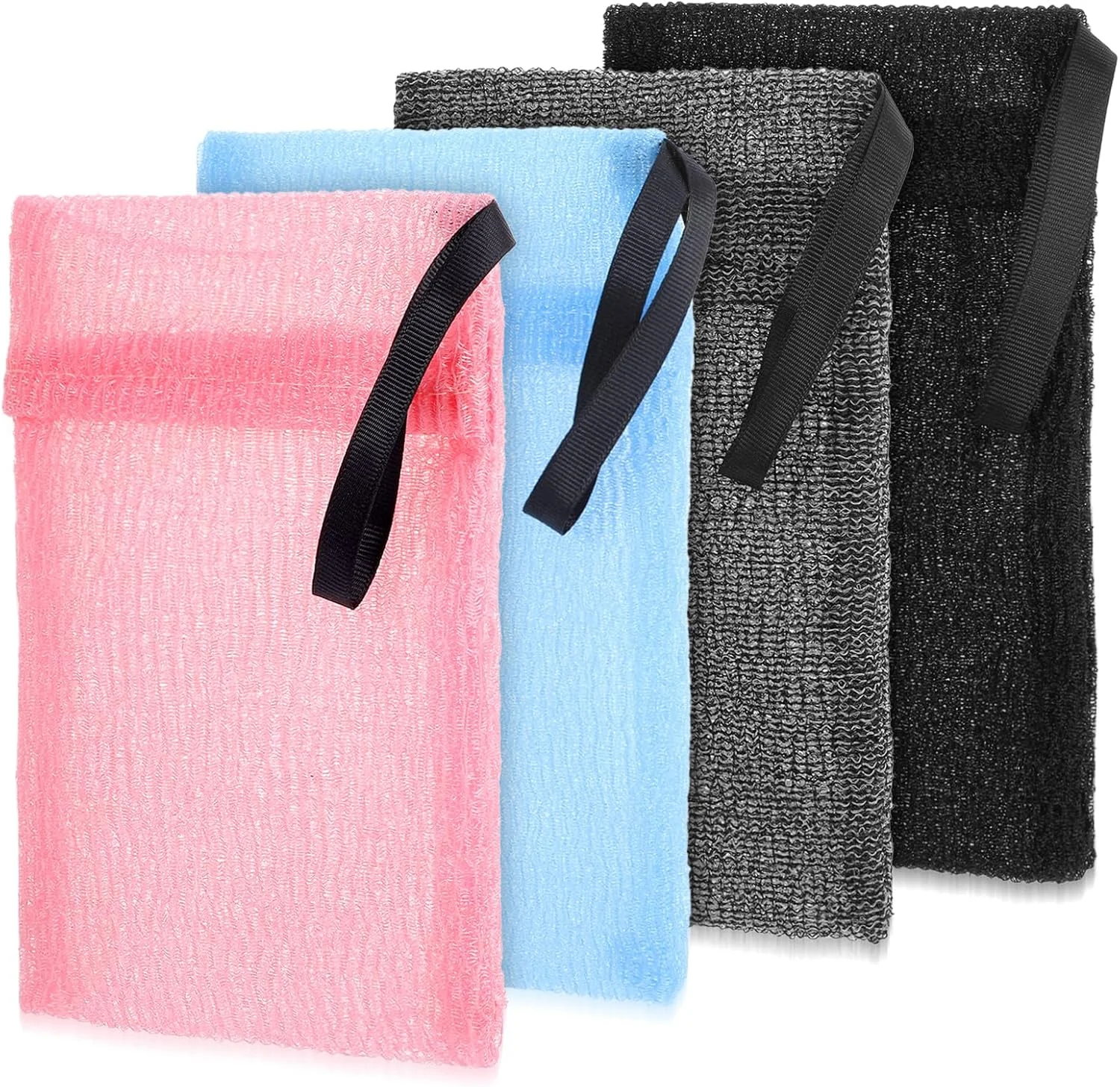 ۴ عدد کیسه صابون برای شستشوی بدن، کیسه لیف لایه بردار برای حمام، دوش، پاکسازی صورت، مسافرت و استفاده در منزل (چند رنگ)