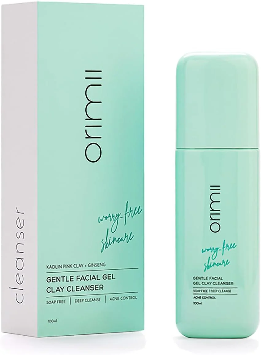 پاک کننده ملایم صورت بدون صابون Orimii | فرمول کنترل تعریق خاک رس صورتی کائولن | شستشوی ملایم صورت برای پوست حساس | شستشوی صورت کنترل تعریق 100 میلی لیتر