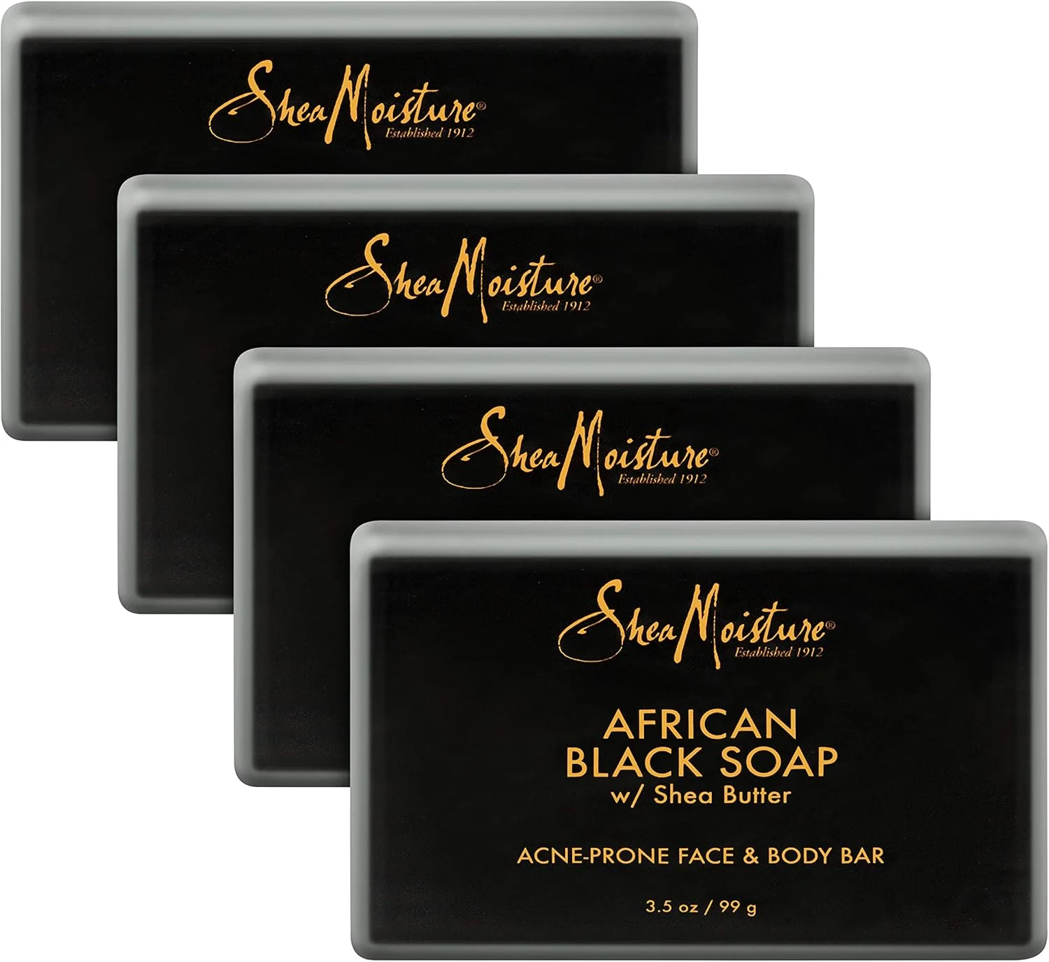 صابون سیاه آفریقایی شی مویسچر مناسب صورت و بدن برای پوست چرب و مستعد لک، فاقد پارابن، 100 گرم، 4 عدد، پاک کننده صورت