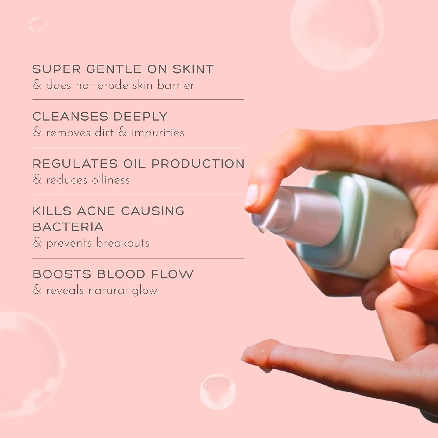 پاک کننده ملایم صورت بدون صابون Orimii | فرمول کنترل تعریق خاک رس صورتی کائولن | شستشوی ملایم صورت برای پوست حساس | شستشوی صورت کنترل تعریق 100 میلی لیتر