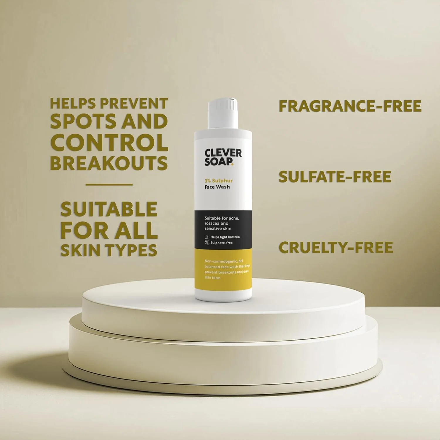 شوینده صورت حاوی 3% گوگرد - پاک کننده لایه بردار کنترل کننده لک - ضد باکتری، صابون گوگرد ملایم - فرمول مرطوب کننده بدون عطر برای پوست چرب - مناسب آقایان و بانوان