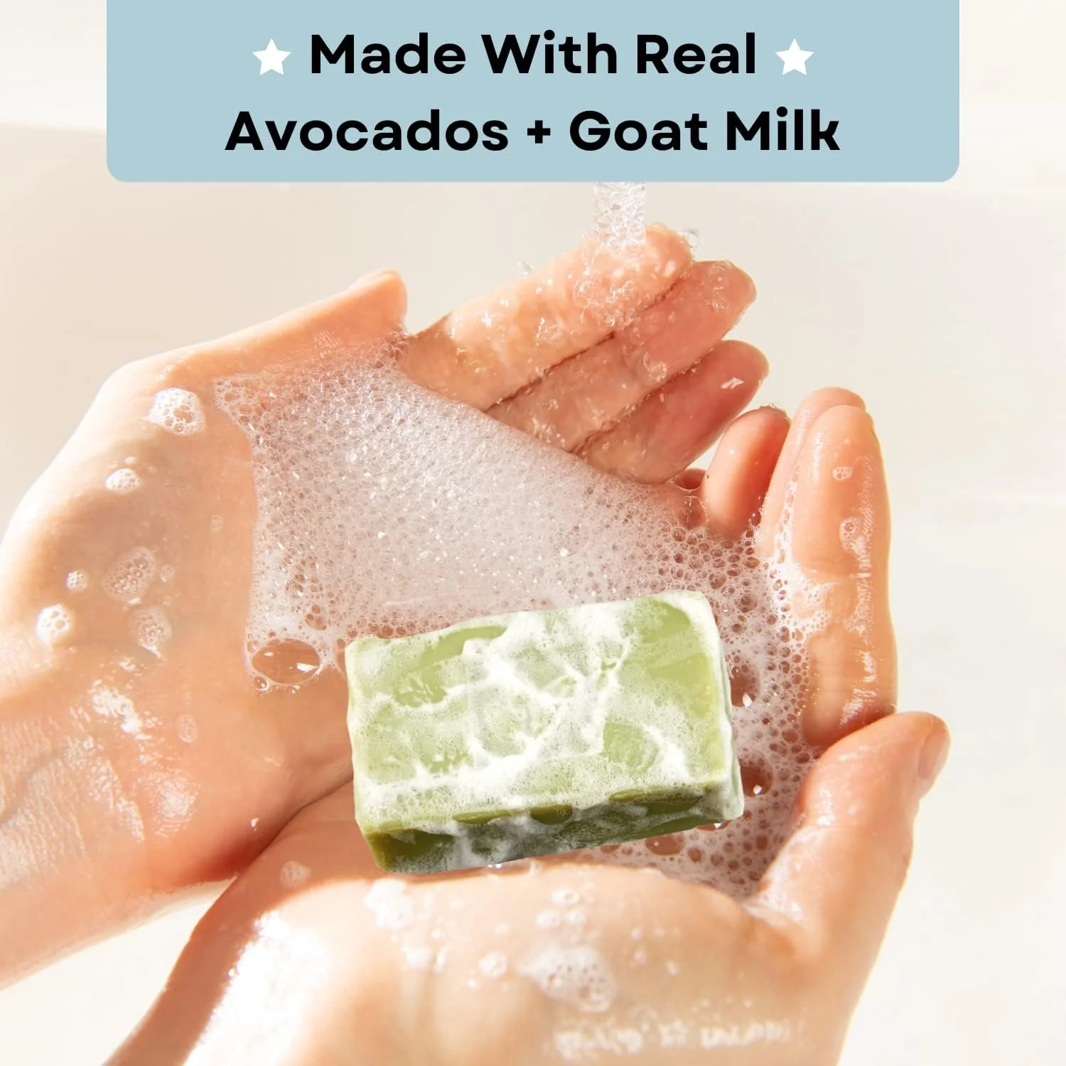 صابون شیر بز و آووکادو - بدون رایحه، مناسب صورت، طبیعی برای آقایان و بانوان - دست ساز با شیر واقعی - شستشوی صورت/دست/بدن، لایه بردار ملایم - ممتاز، بدون رنگ (85 گرم)
