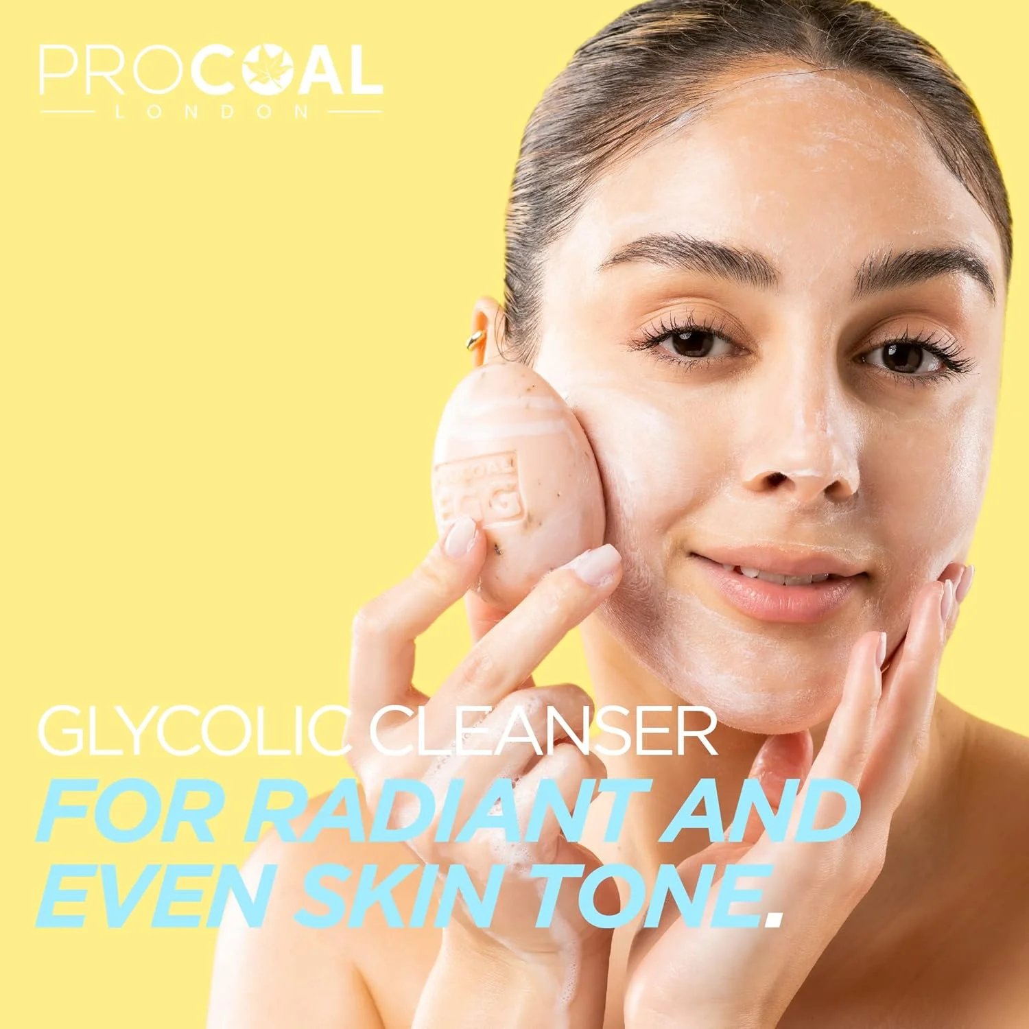 پاک کننده صورت گلیکولیک اسید پروکوال - صابون پاک کننده صورت گلیکولیک اسید برای داشتن پوستی شاداب، روشن و درخشان، وگان و بدون تست حیوانی، ساخت انگلستان، 100 گرم