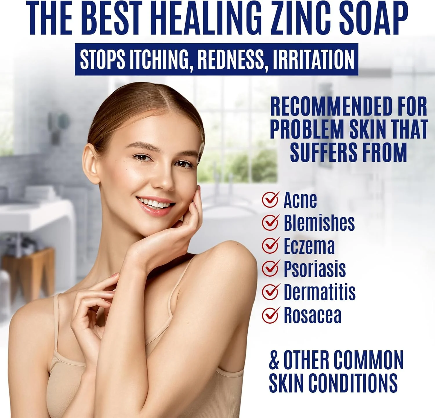 صابون پیریتیون زینک برای صورت و بدن، 113 گرم | پاک کننده درمانی پوست حاوی 2% ZnP برای آکنه، روزاسه، اگزما، درماتیت، پسوریازیس، خارش | شستشوی آرامش بخش صورت، ساخت آمریکا