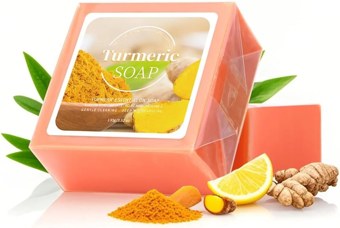 صابون زردچوبه برای صورت و بدن، لایه بردار و مرطوب کننده دست ساز، کنترل ملایم چربی و پاکسازی منافذ پوست برای مراقبت از پوست زنان و مردان