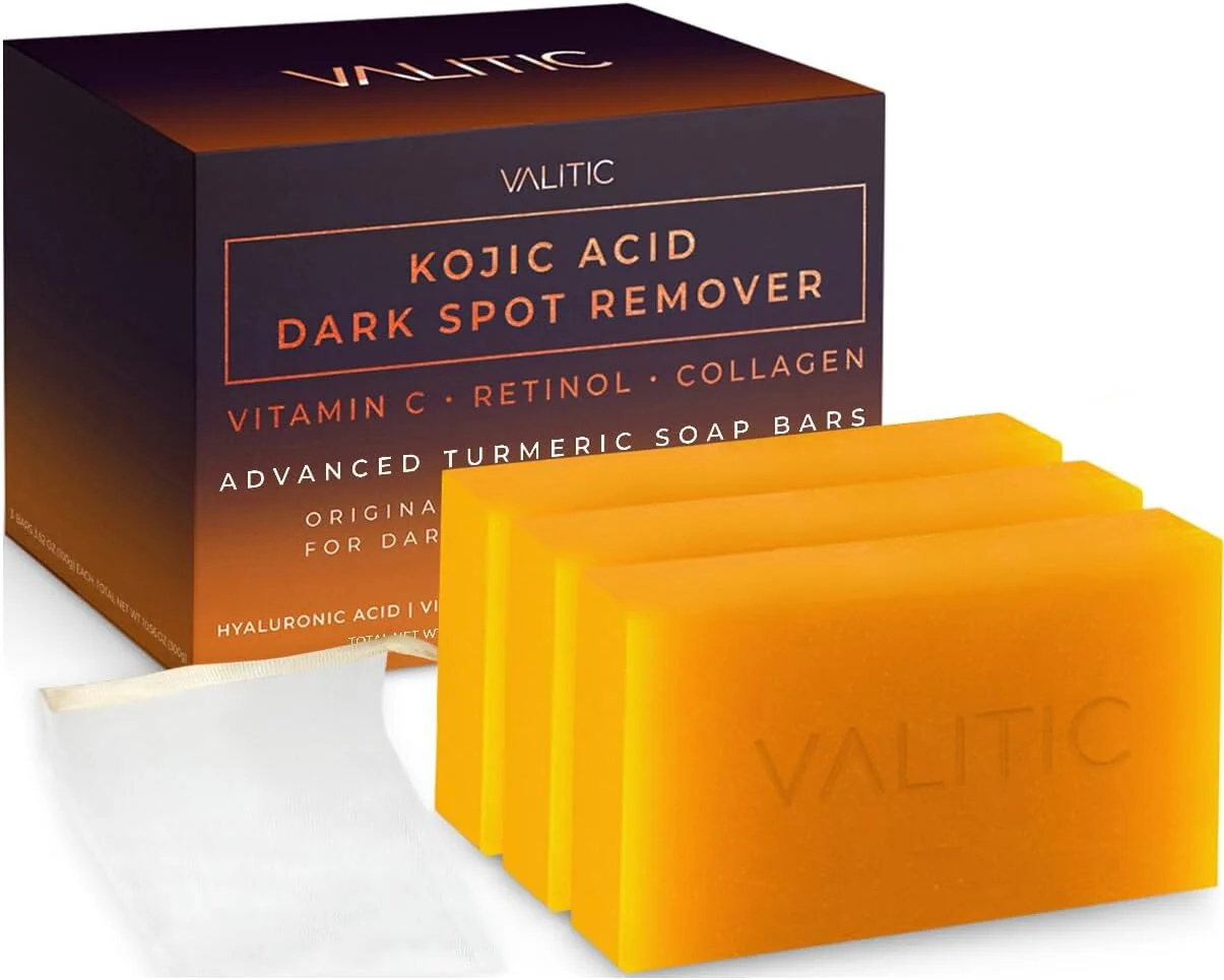 صابون اصلاح کننده لکه‌های تیره Valitic، 100 گرم - لایه بردار، صابون زردچوبه بدون SLS و پارابن برای اصلاح رنگ پوست، مخلوط ویتامین C، رتینول و کلاژن