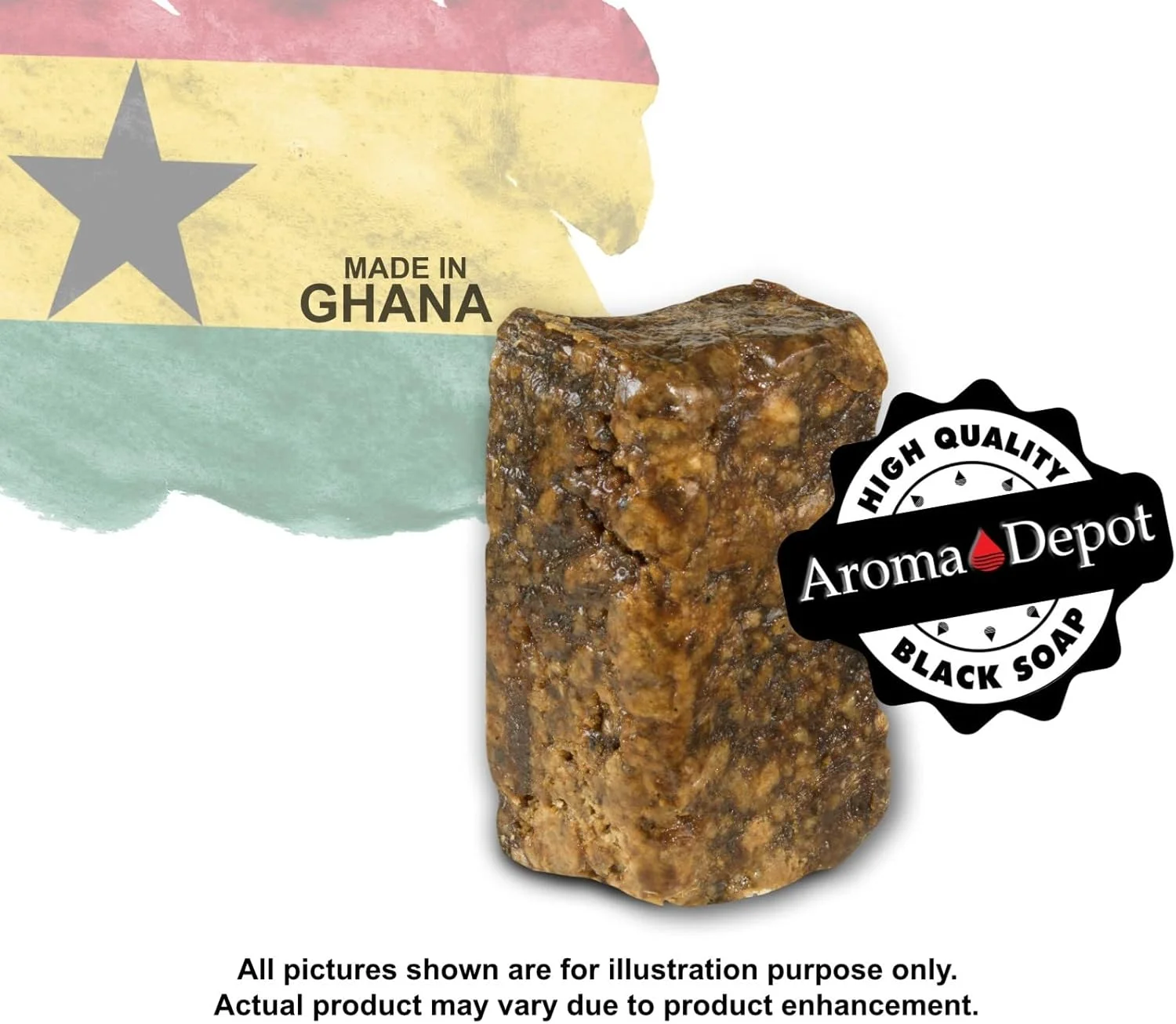 صابون سیاه آفریقایی خام Aroma Depot، 227 گرم، 100% طبیعی برای آکنه، اگزما، پسوریازیس، رفع جای زخم، شستشوی صورت و بدن. دست ساز
