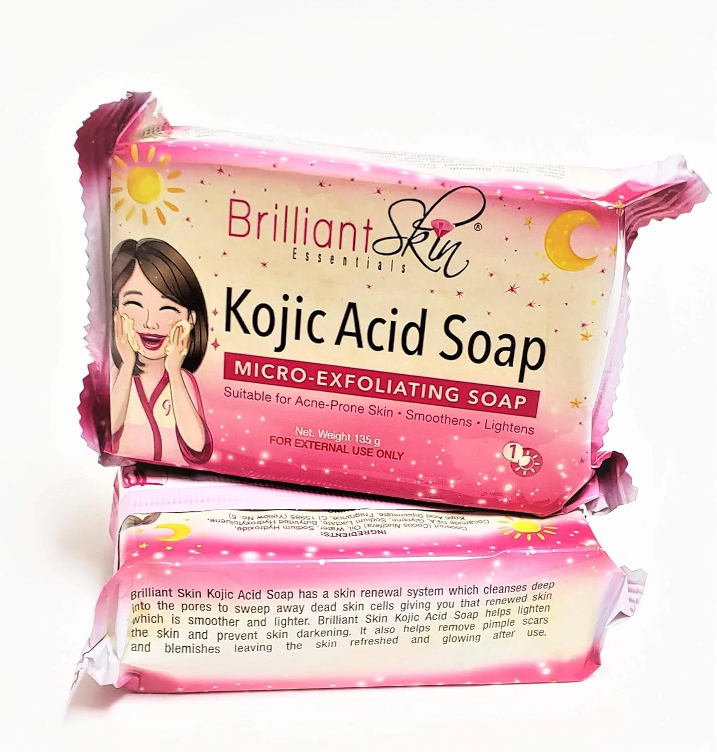 صابون لایه بردار ملایم کوجیک اسید بریلیانت اسکین اسنشیالز (۱۳۵ گرم، بسته ۲ عددی)