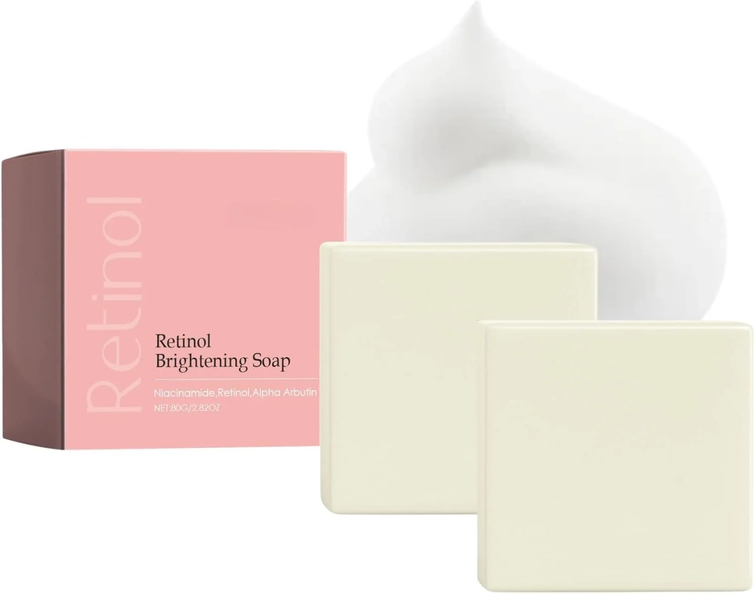 صابون روشن کننده حاوی رتینول و نیاسینامید، پاک کننده لایه بردار صورت و بدن، صابون ضد جوش طبیعی، از بین برنده لک های تیره، ضد هایپرپیگمنتیشن، صاف و یکدست کننده پوست، پاک کننده عمقی - 2 عدد