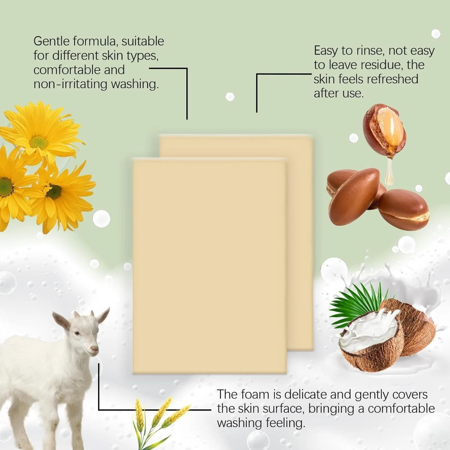 صابون شیر بز مرطوب کننده KASTWAVE - صابون دست ساز و کاملا طبیعی برای صورت و بدن، حاوی روغن نارگیل، لایه بردار و پاک کننده ملایم برای پوست خشک، تسکین دهنده و آبرسان