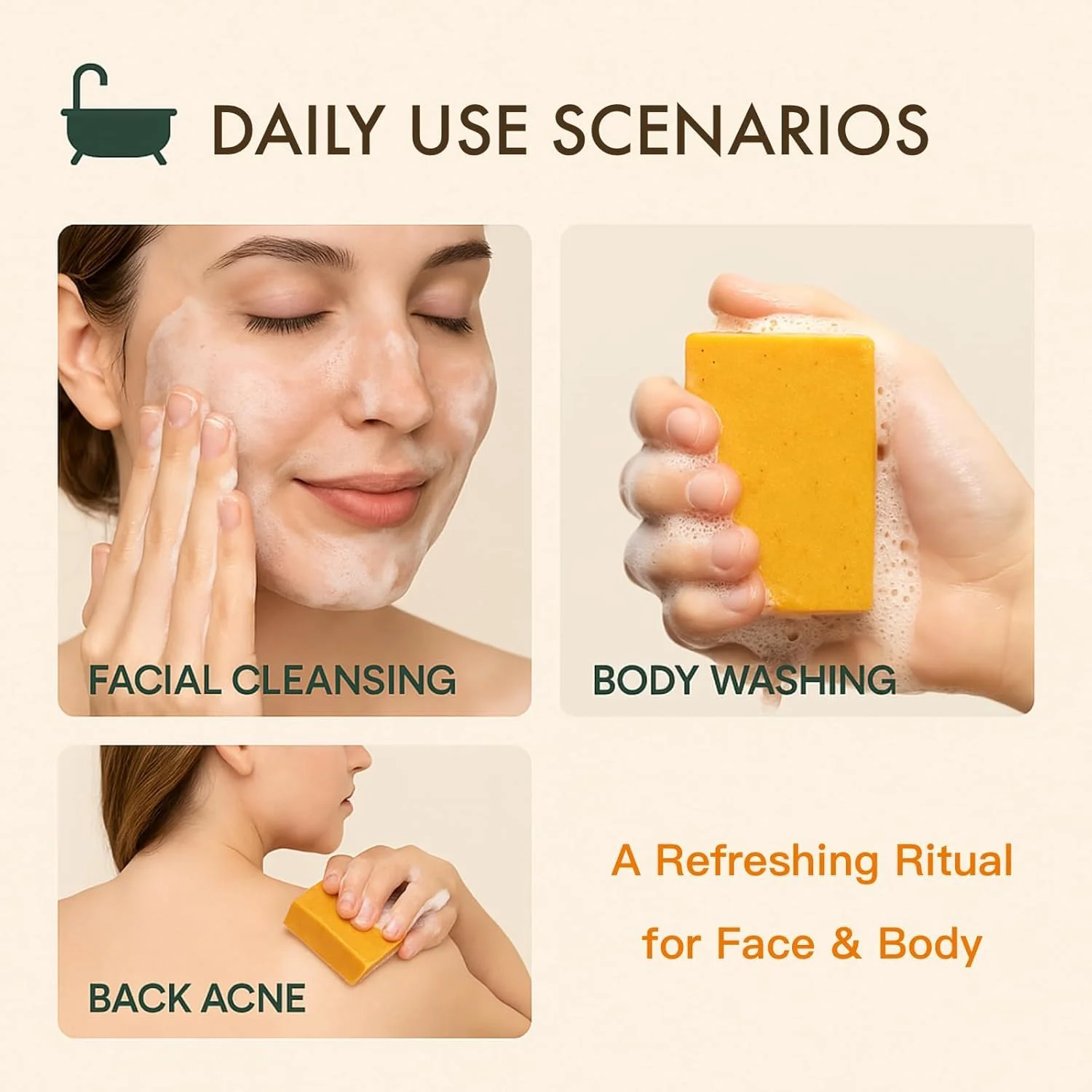 صابون لیمو، زردچوبه و کوجیک اسید - پاک کننده عمیق و کنترل چربی، مرطوب کننده زردچوبه برای جوش و لک های تیره، صابون کوجیک اسید برای صورت و بدن، روشن کننده، لایه بردار و آبرسان