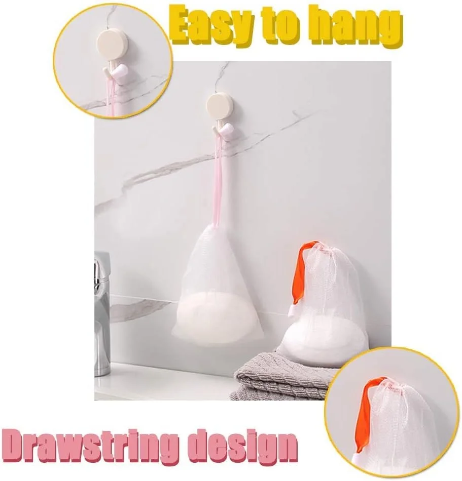 بسته 20 عددی کیسه توری حباب ساز صابون دست ساز SYOSI، کیسه توری لایه بردار صابون، کیسه توری دو لایه محافظ صابون، ابزار شستشوی صورت و بدن (رنگ های متنوع)