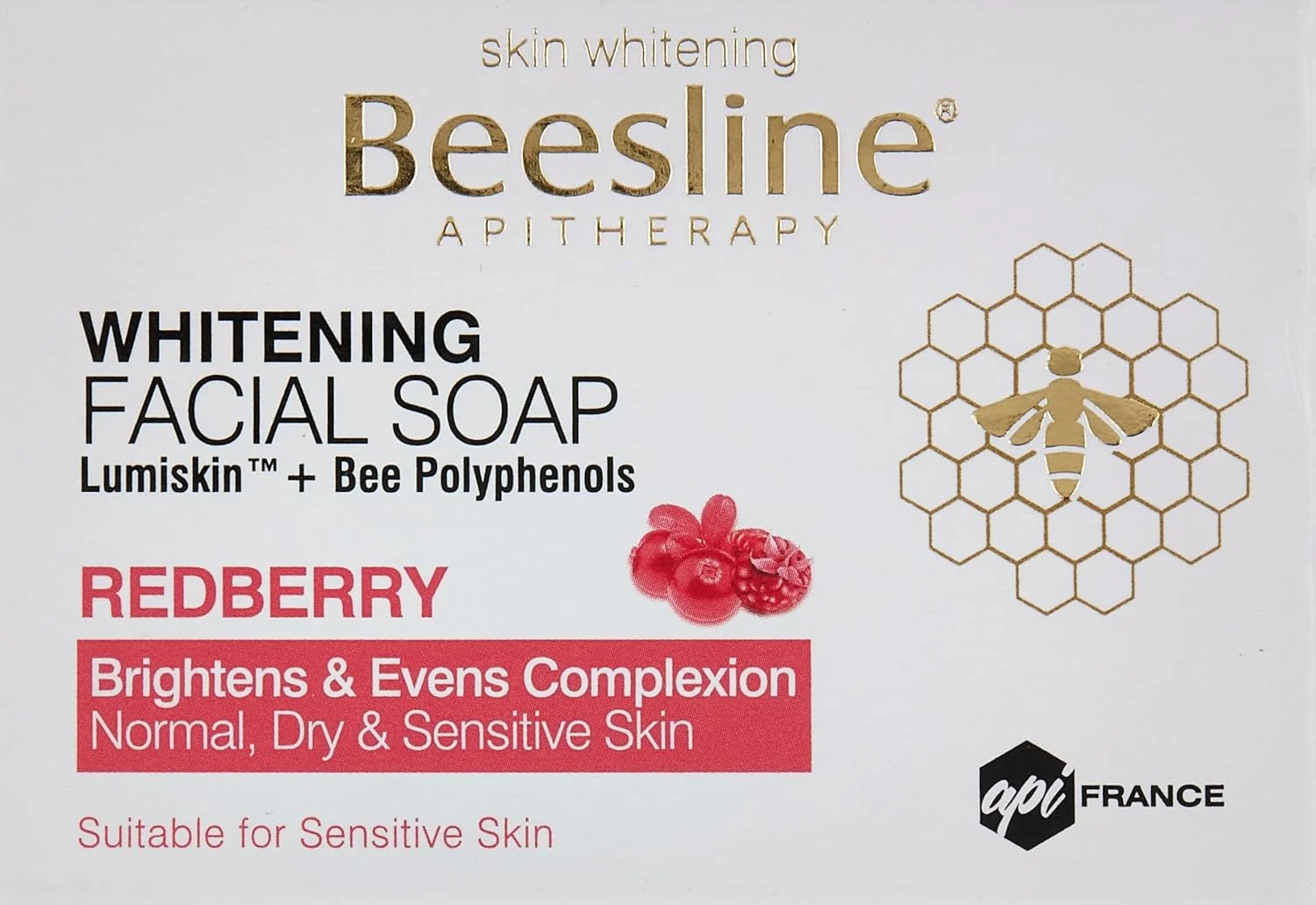 صابون صورت روشن کننده با عصاره توت قرمز Beesline، روشن و یکنواخت کننده رنگ پوست، مناسب پوست های معمولی، خشک و حساس، فاقد هیدروکینون، پارابن و سولفات، 85 گرم صابون صورت روشن کننده با عصاره توت قرمز Beesline، روشن و یکنواخت کننده رنگ پوست، مناسب پوست های معمولی، خشک و حساس، فاقد هیدروکینون، پارابن و سولفات، 85 گرم