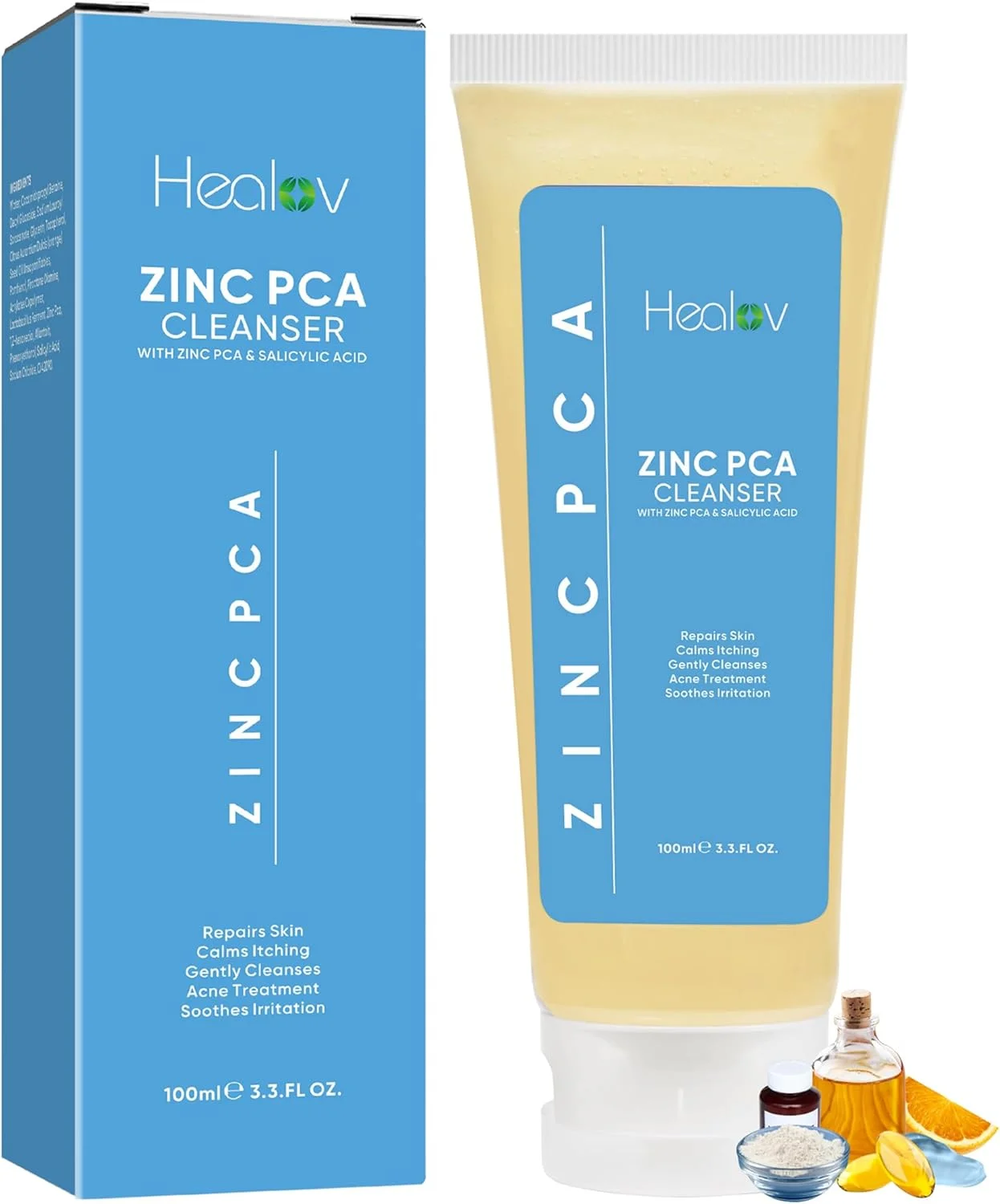 شوینده صورت زینک | پاک کننده بدن با زینک برای آکنه، رزاسه، اگزما، درماتیت، پسوریازیس، خارش | شوینده پاک کننده و آرامش بخش صورت | شوینده صورت و بدن زینک لایه بردار برای انواع پوست