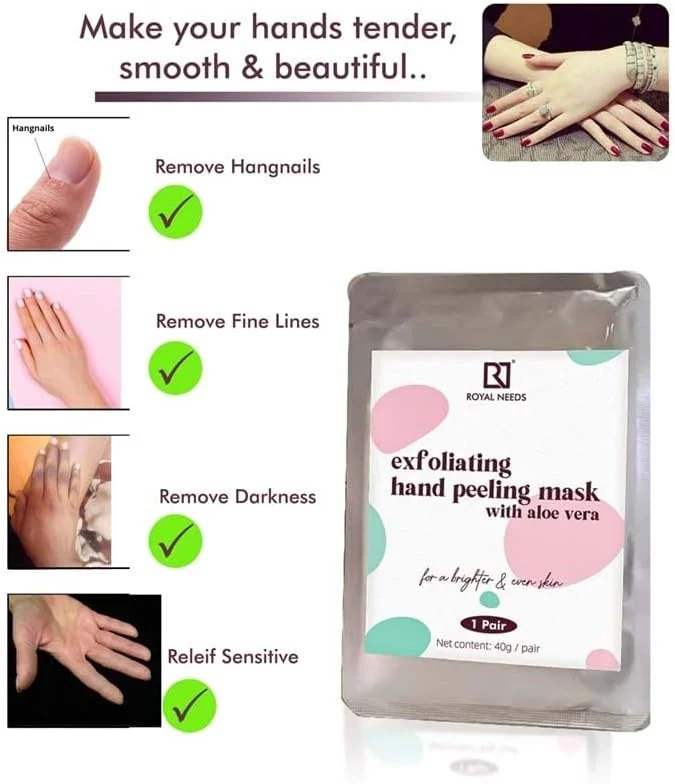 ماسک لایه بردار دست برای از بین بردن پوست مرده با آلوئه ورا - 1 جفت | ماسک لایه بردار دست | ماسک آبرسان مانیکور | نرم کننده دست، مانیکور مرطوب کننده دست در خانه