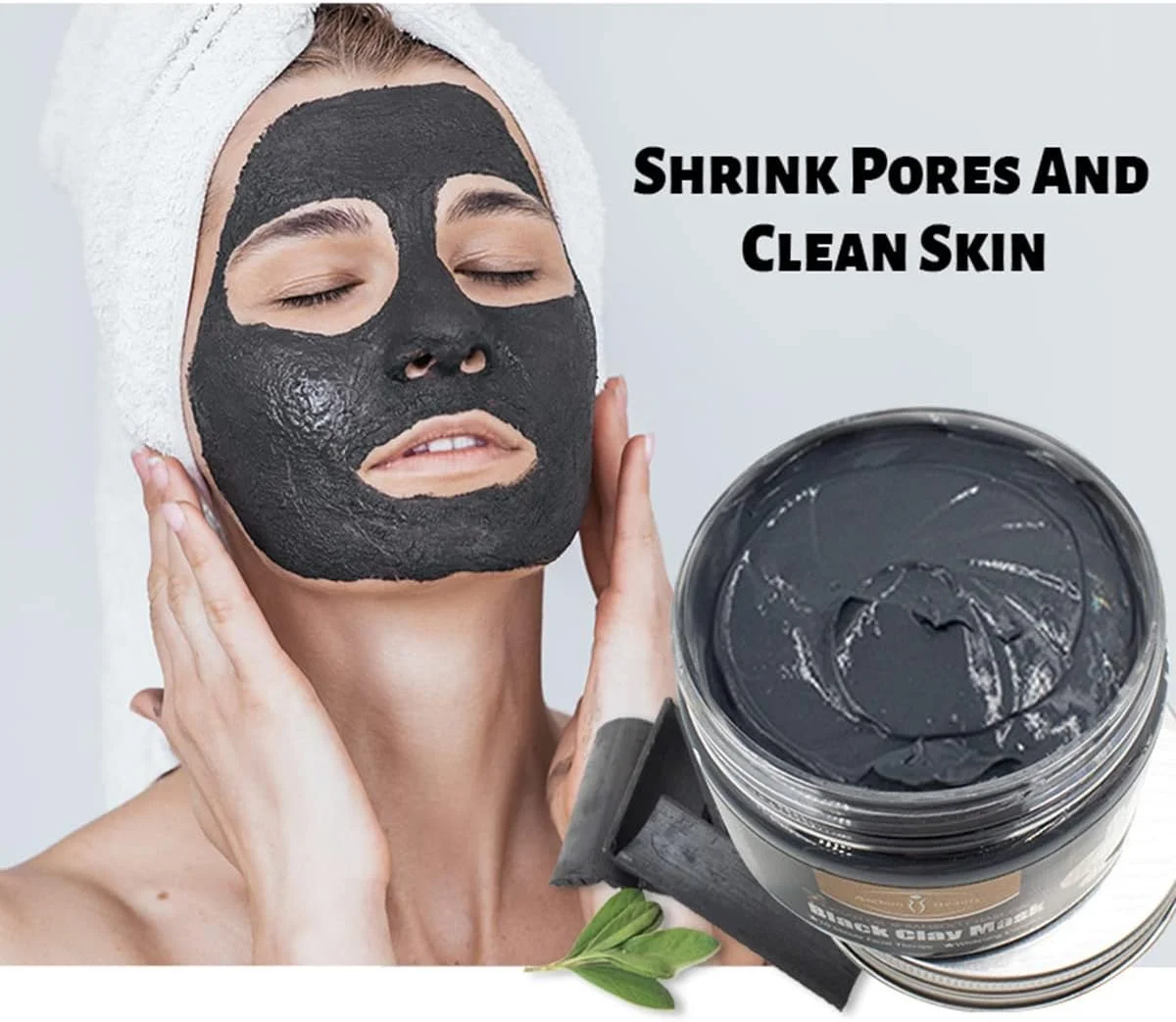 ماسک صورت خاک رسی آیچون بیوتی، پاک کننده عمیق، لایه بردار، تسکین دهنده، ترمیم کننده، مرطوب کننده صورت و ضد جوش (روغن آرگان و زغال بامبو (مشکی))