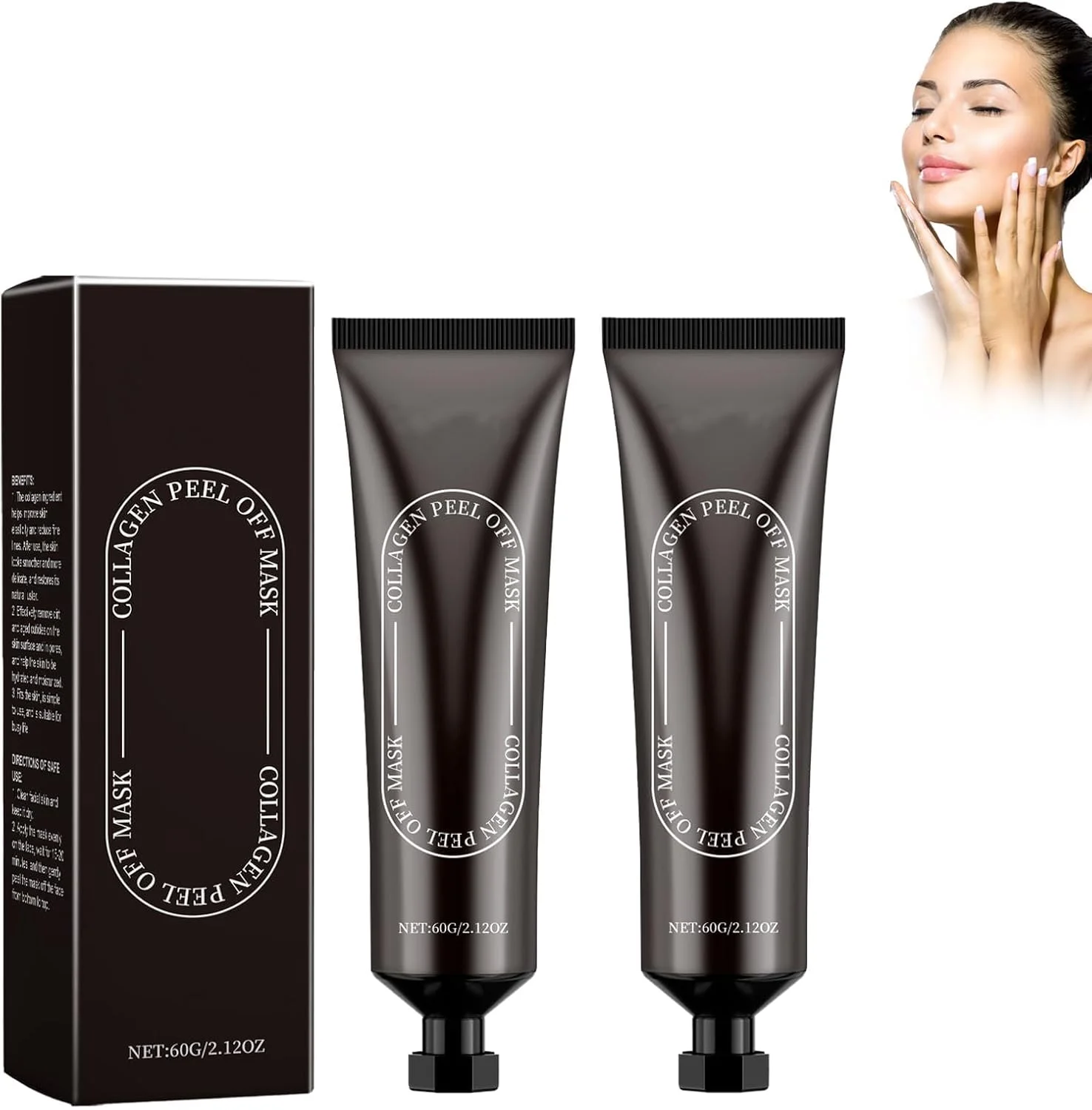 بسته دو عددی ماسک صورت لایه بردار کلاژن ریورس ولوم، ماسک شب هیدرولیز شده کلاژن لایه بردار، ماسک کلاژن مکمل عمقی