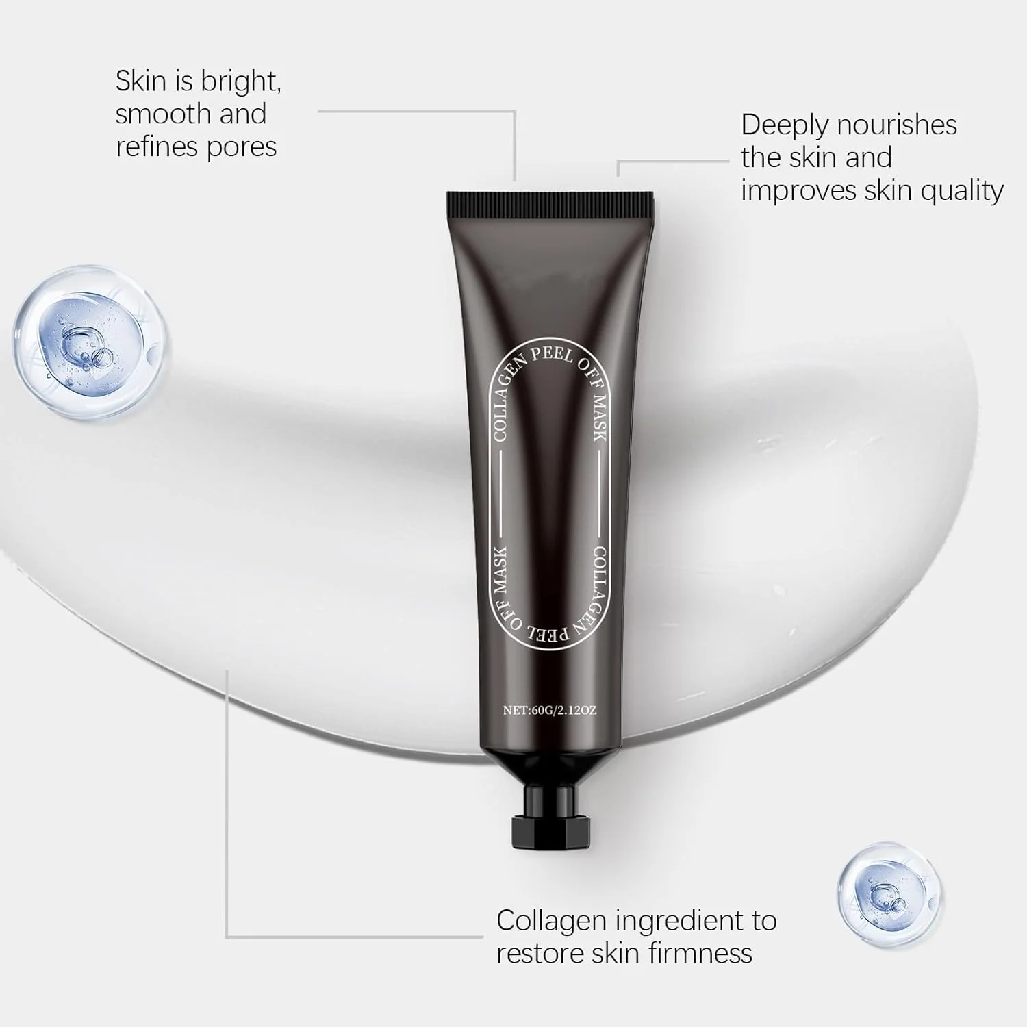 بسته دو عددی ماسک صورت لایه بردار کلاژن ریورس ولوم، ماسک شب هیدرولیز شده کلاژن لایه بردار، ماسک کلاژن مکمل عمقی