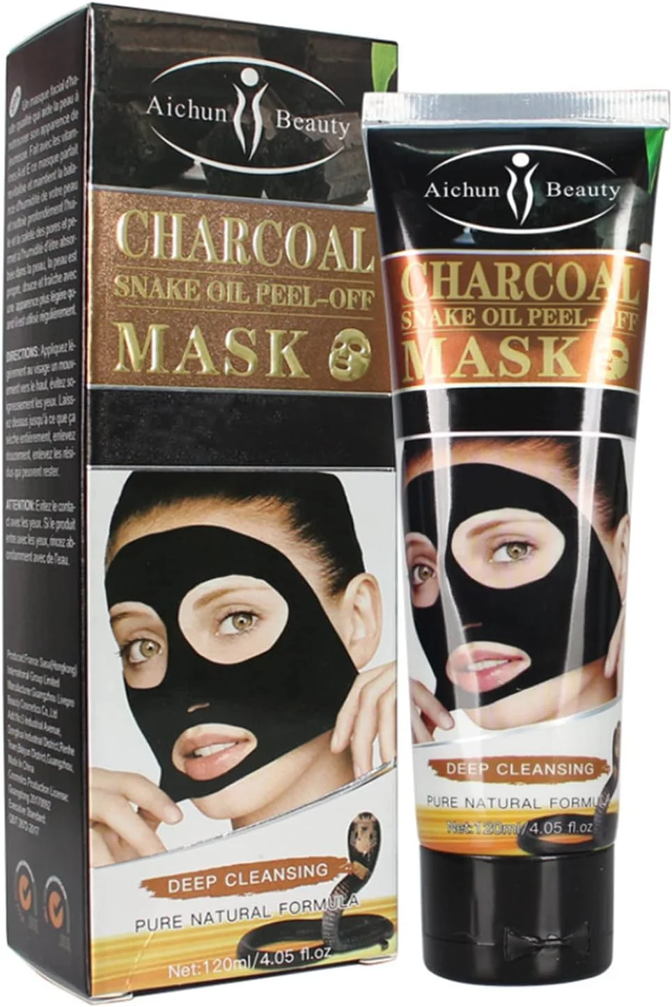 ماسک صورت لایه بردار آیچون بیوتی، پاک کننده عمیق چربی و آلودگی، احیا کننده پوست صورت، حاوی ویتامین A و E، حجم 120 میلی لیتر (ماسک لایه بردار روغن مار زغال)