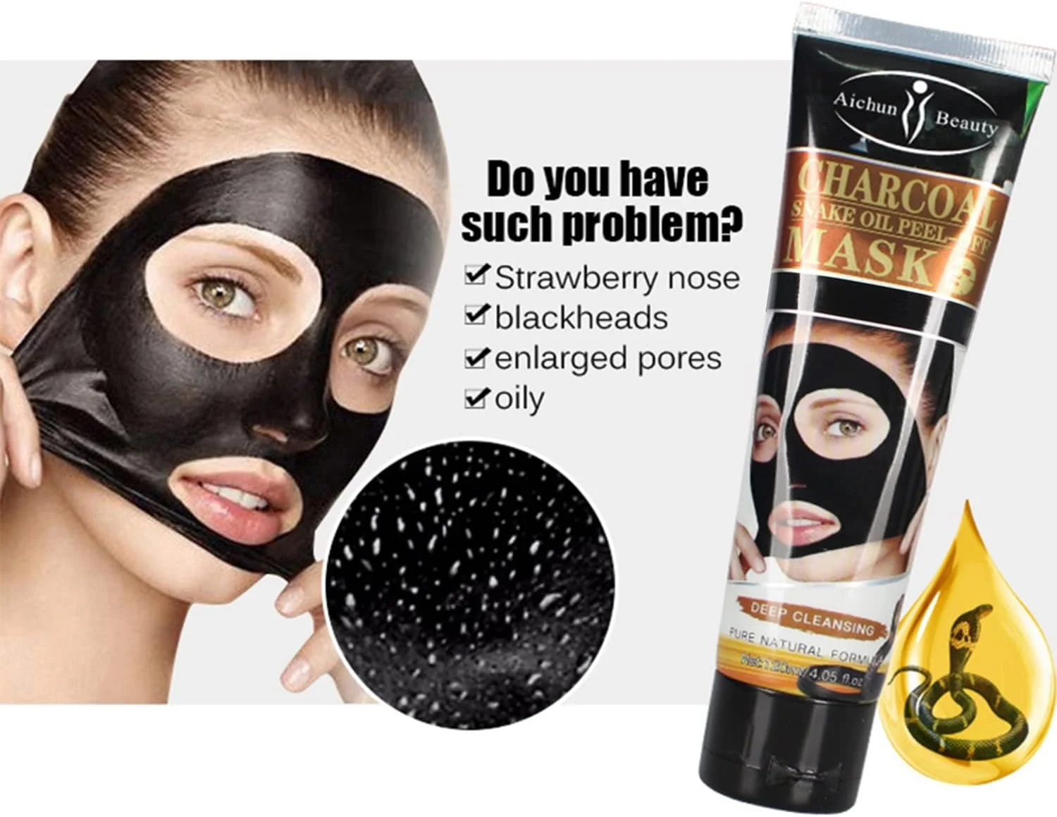 ماسک صورت لایه بردار آیچون بیوتی، پاک کننده عمیق چربی و آلودگی، احیا کننده پوست صورت، حاوی ویتامین A و E، حجم 120 میلی لیتر (ماسک لایه بردار روغن مار زغال)