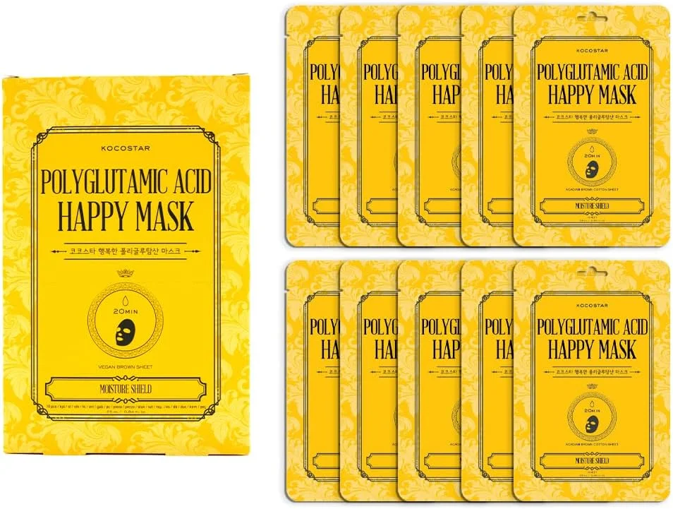 ماسک صورت ورقه‌ای شاداب کننده پوست کوکواستار حاوی پلی گلوتامیک اسید | بسته 10 عددی | 23 میلی‌لیتر | 20 دقیقه آبرسانی و مرطوب کنندگی قوی