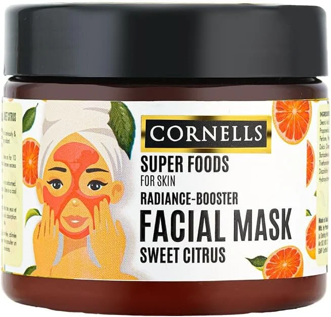 ماسک صورت مرکبات شیرین کورنلز ولنس سوپر فودز برای مراقبت از صورت 400 گرم، ماسک روشن کننده و احیا کننده صورت، درمان پوست، روشن کننده، یکنواخت کننده رنگ پوست، غیر چرب، فرمول مغذی، مناسب برای انواع پوست