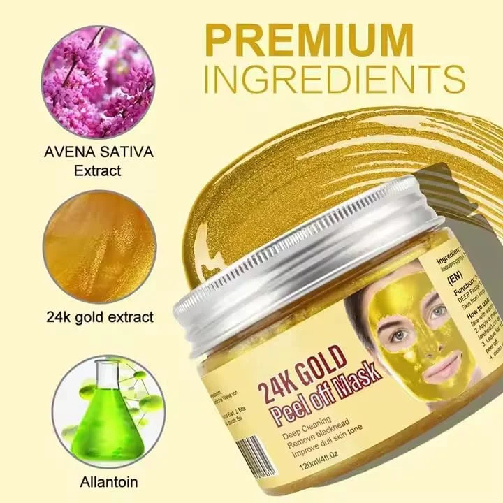 ماسک صورت لایه بردار، از بین برنده جوش های سرسیاه، کاهش دهنده چین و چروک، کوچک کننده منافذ، کنترل چربی پوست، ماسک طلای 24 عیار، ضد پیری، پاک کننده عمیق، کاهش دهنده خطوط ریز 120 میلی لیتر