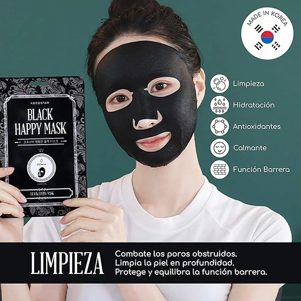 ماسک صورت ورقه ای زغال فعال مشکی کوکواستار (بسته 10 عددی) | 23 میلی لیتر | 20 دقیقه آبرسانی و رطوبت رسانی قوی