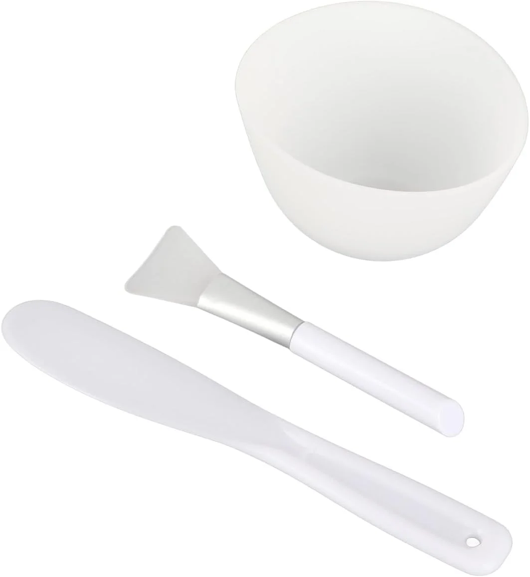 ست ابزار مخلوط کردن ماسک صورت 3 تکه شامل کاسه، برس سیلیکونی و کاردک