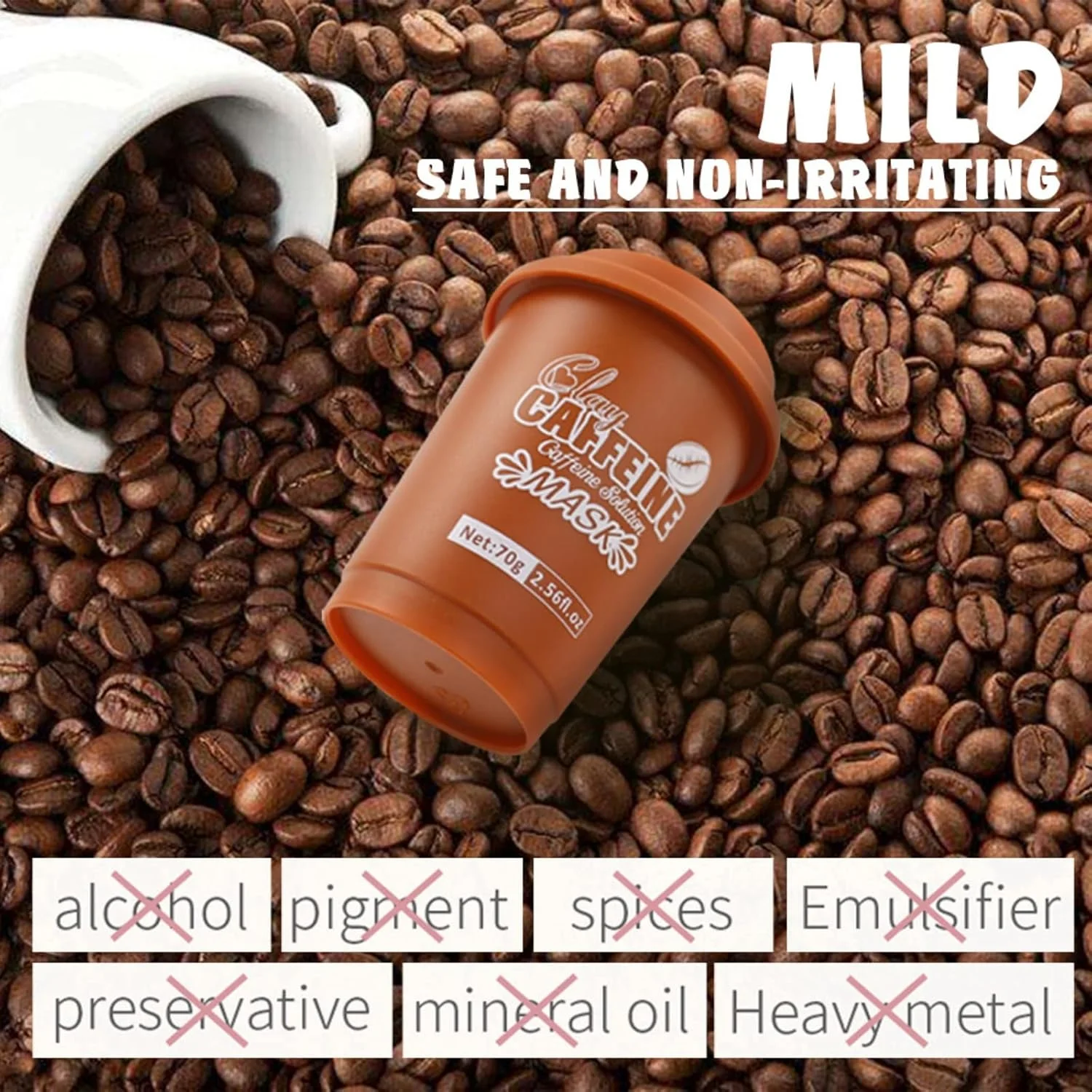 ماسک محلول کافئین، اسکراب لایه بردار عمیق منافذ پوست صورت برای پوست های چرب، خشک و حساس، ژل لایه بردار صورت، ماسک پاک کننده عمیق منافذ