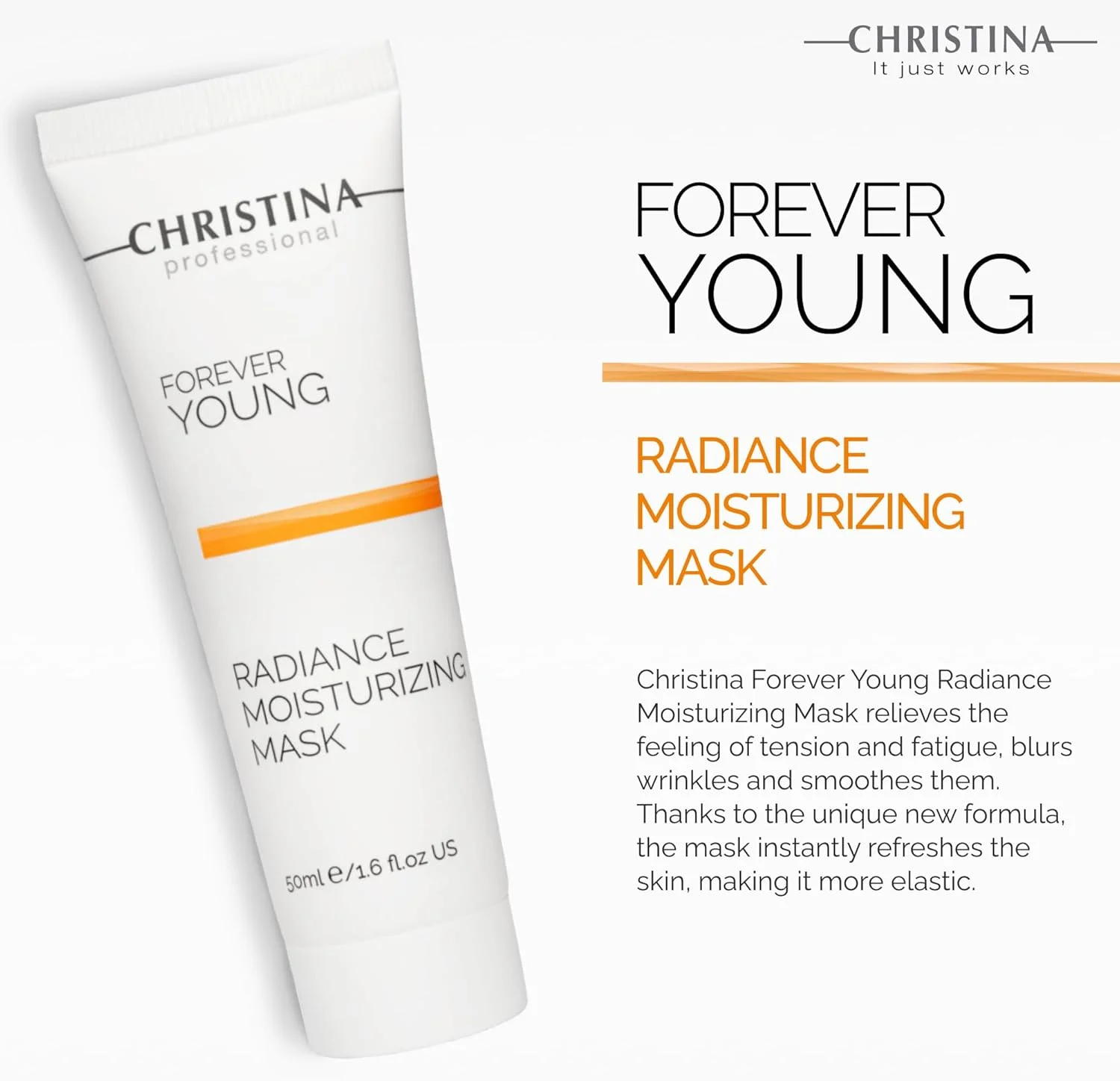 ماسک صورت مرطوب کننده درخشان کننده فوراور یانگ کریستینا حاوی ویتامین E | ماسک های صورت مغذی ضد پیری | تقویت کننده تجدید پوست | تقویت و احیای پوست | مناسب برای انواع پوست 50 میلی لیتر