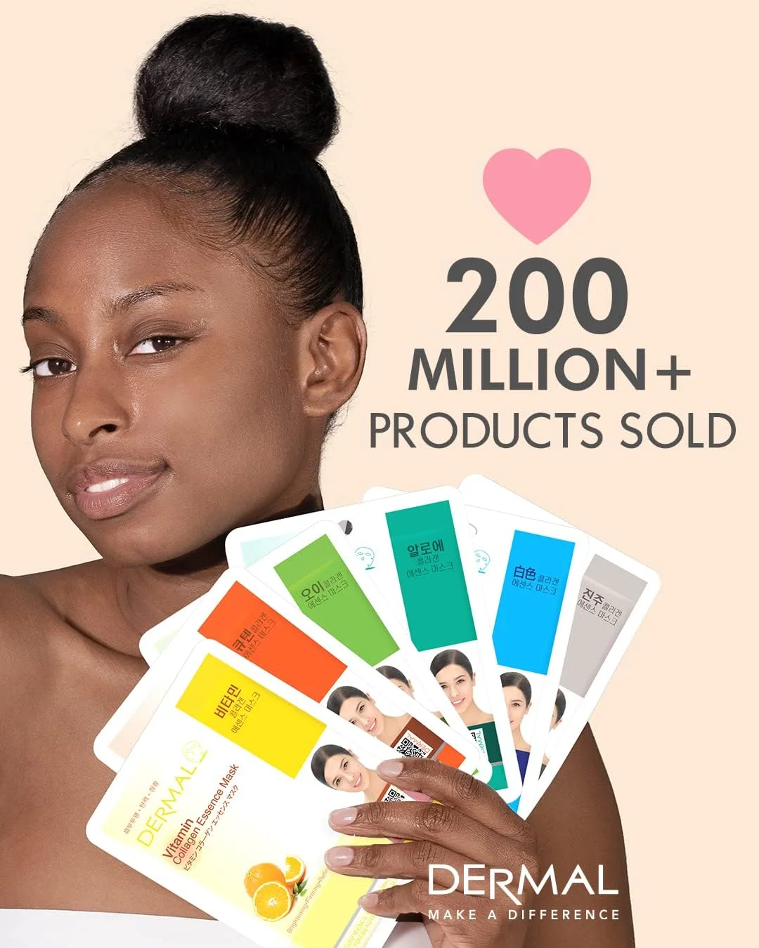 مجموعه 48 عددی ماسک صورت کلاژن دار Dermal - ماسک صورت آبرسان و تسکین دهنده حاوی پانتنول - ماسک ورقه ای خود مراقبتی ضد حساسیت برای انواع پوست - ماسک درمان خانگی طبیعی