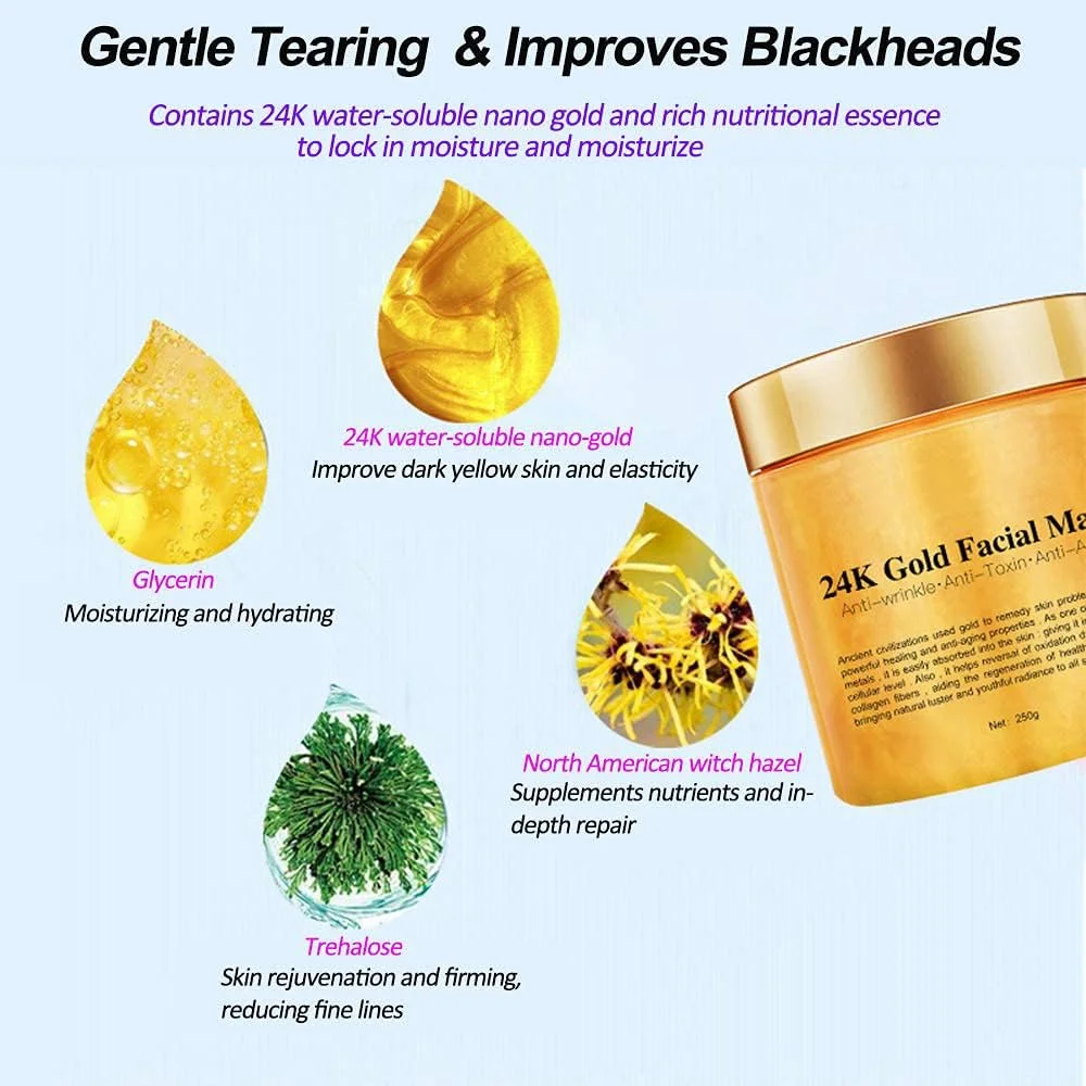 ماسک صورت طلای 24 عیار Kailisen، ماسک لایه بردار طلا، ماسک صورت جوان کننده و ضد پیری برای پوستی بی عیب و نقص، کاهش خطوط ریز و چین و چروک، پاکسازی آکنه، کوچک کردن منافذ، مرطوب کننده و سفت کننده پوست شما، 250 گرم ماسک صورت طلای 24 عیار Kailisen، ماسک لایه بردار طلا، ماسک صورت جوان کننده و ضد پیری برای پوستی بی عیب و نقص، کاهش خطوط ریز و چین و چروک، پاکسازی آکنه، کوچک کردن منافذ، مرطوب کننده و سفت کننده پوست شما، 250 گرم