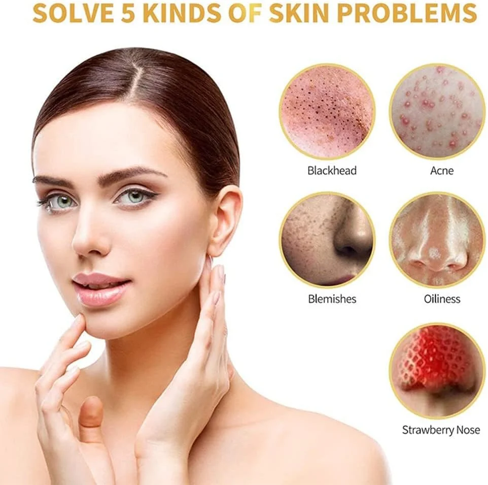 ماسک پاک کننده جوش سر سیاه، ماسک طلای 24 عیار با برس، لیفت و صاف کننده پوست، پاکسازی عمیق، ضد پیری، تقویت کننده کلاژن، افزایش درخشندگی و استحکام پوست