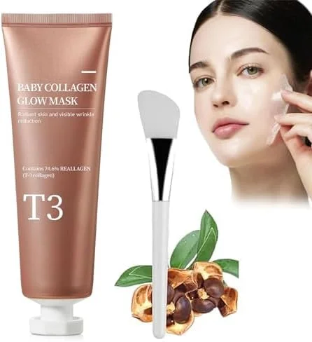 ماسک کلاژن T3، ماسک درخشان کننده کلاژن کودک، ماسک لایه بردار کلاژن، ماسک آبرسان برای ضد چروک، ضد پیری، سفت کننده منافذ، سفت کننده و لیفتینگ پوست درخشان