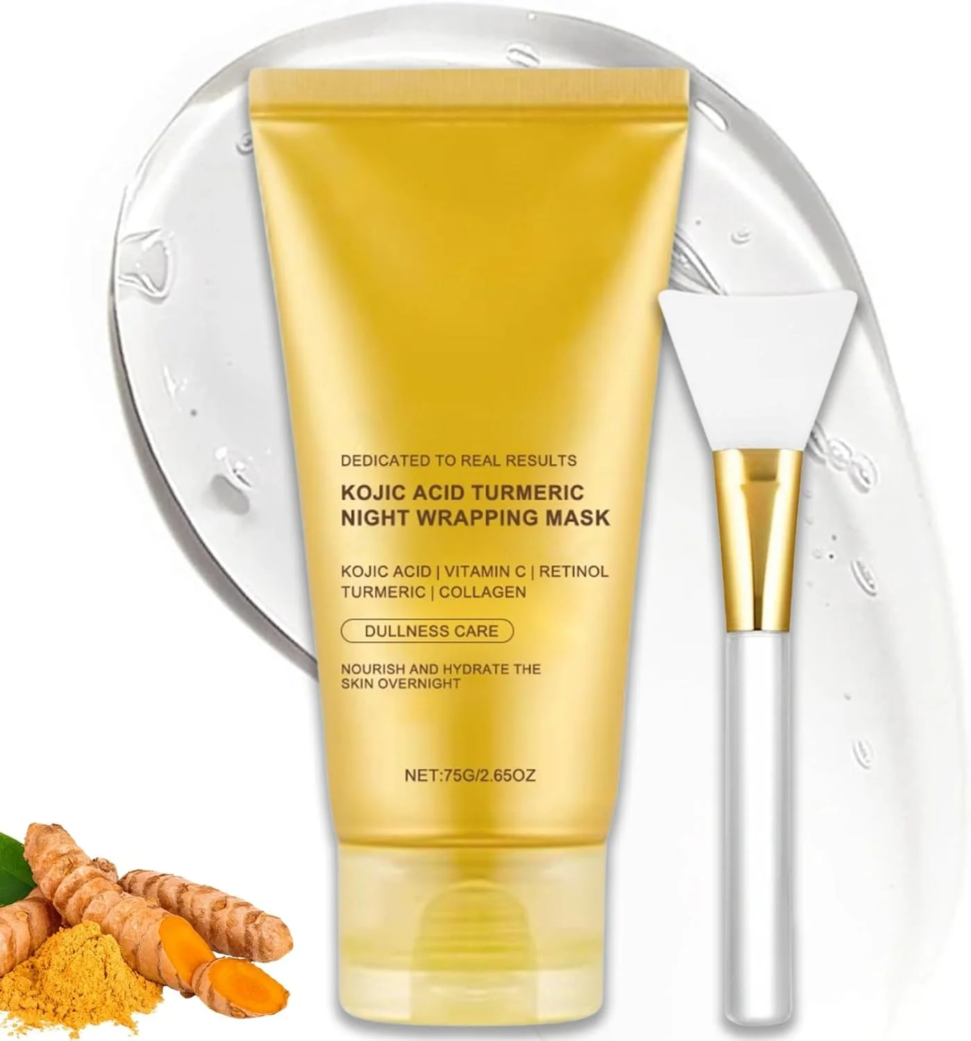 ماسک شب کلاژن، ماسک لایه بردار شبانه زردچوبه، آبرسان و روشن کننده عمیق، تغذیه کننده پوست کدر و ناهموار و بهبود خاصیت ارتجاعی با کلاژن هیدرولیز شده