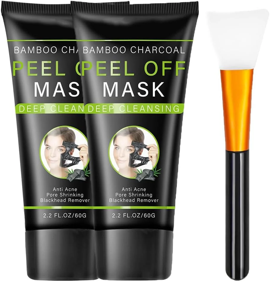 ماسک پاک کننده جوش سر سیاه KASTWAVE، ماسک صورت زغالی با برس، پاک کننده عمیق منافذ جوش سر سیاه صورت و بینی، برای انواع پوست، 2 عدد