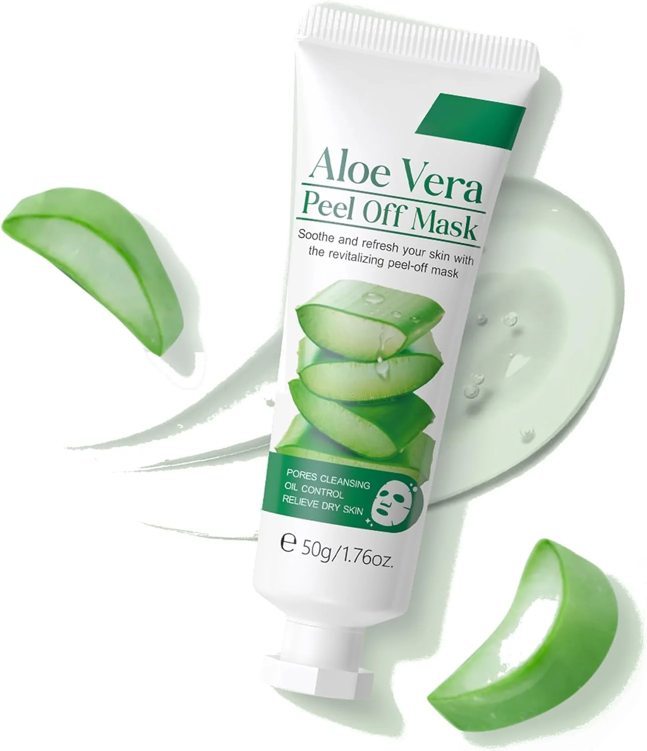 ماسک صورت ژله ای آلوئه ورا، ماسک های ژله ای هیدرو لایه بردار برای صورت، مرطوب کننده، طراوت بخش، پاک کننده منافذ، کنترل چربی، تسکین دهنده و تقویت کننده سد پوستی برای انواع پوست