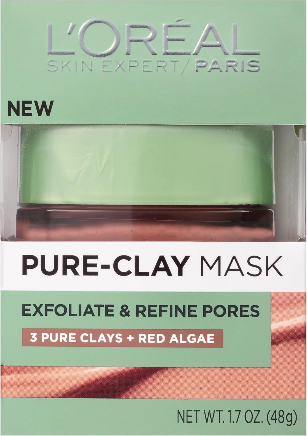 ماسک لایه بردار و پالایش کننده منافذ پوست لورآل پاریس مدل Pure-Clay، ۴۸ گرم