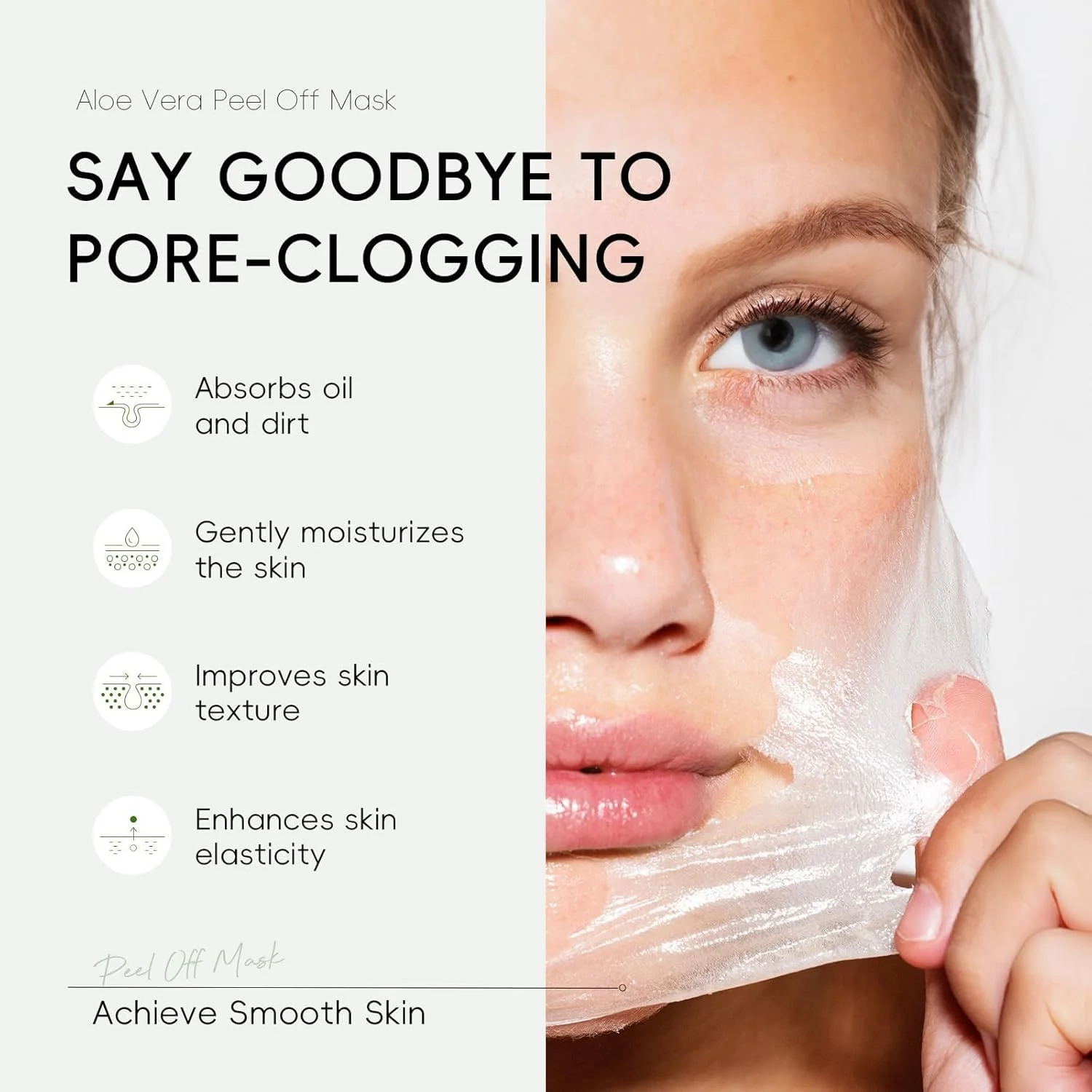 ماسک صورت ژله ای آلوئه ورا، ماسک های ژله ای هیدرو لایه بردار برای صورت، مرطوب کننده، طراوت بخش، پاک کننده منافذ، کنترل چربی، تسکین دهنده و تقویت کننده سد پوستی برای انواع پوست