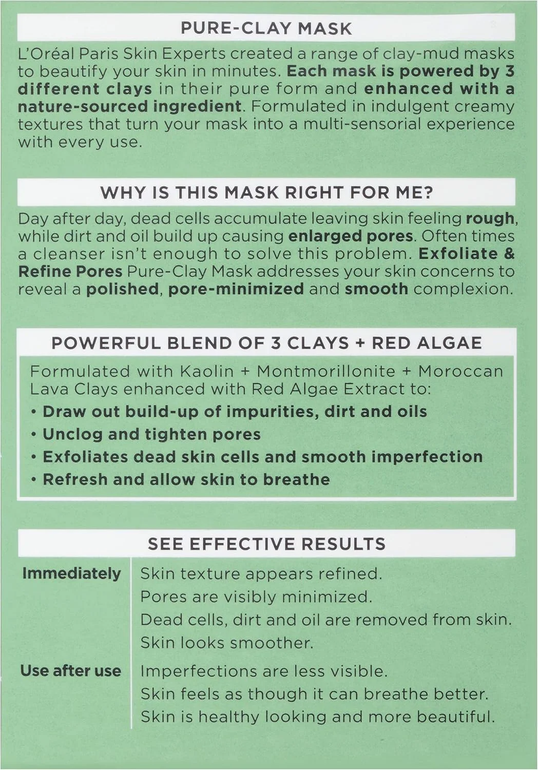 ماسک لایه بردار و پالایش کننده منافذ پوست لورآل پاریس مدل Pure-Clay، ۴۸ گرم